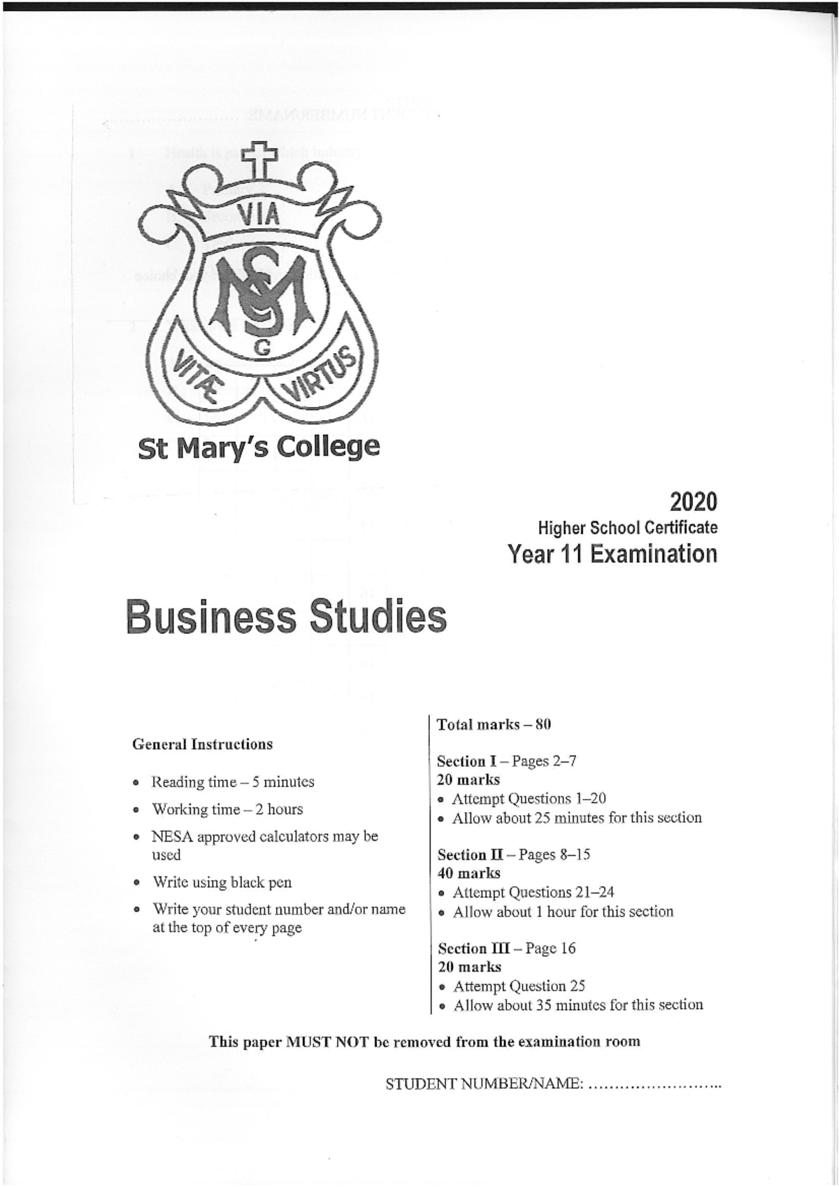 2020 HSC Business Studies Prelim Exam Notes - VIA St College - Studocu