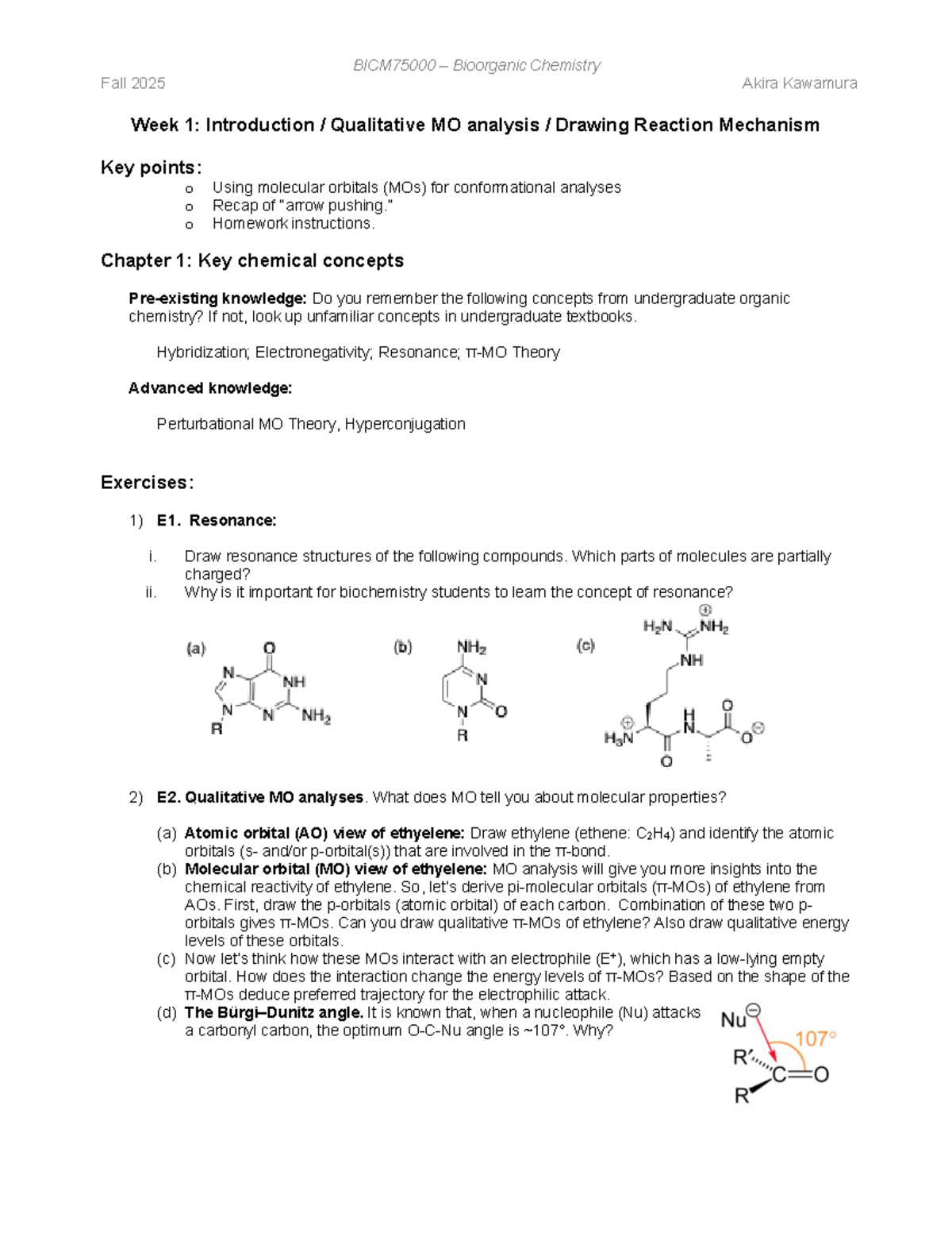 BICM75000 - Bioorganic Chemistry Lecture Notes & Exercises - Week 1 ...