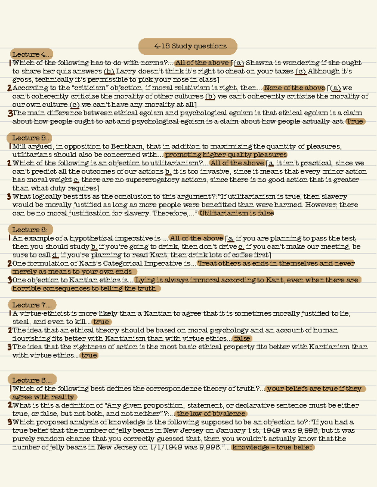 PHIL 101 - Study Notes on Lectures 4-13 in Intro to Philosophy - Studocu
