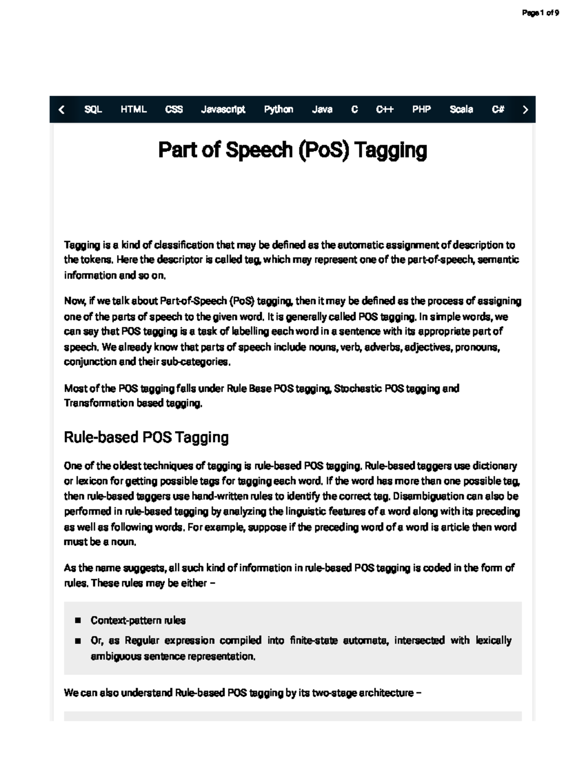 POS Tagging Techniques: A Comprehensive Overview - Studocu
