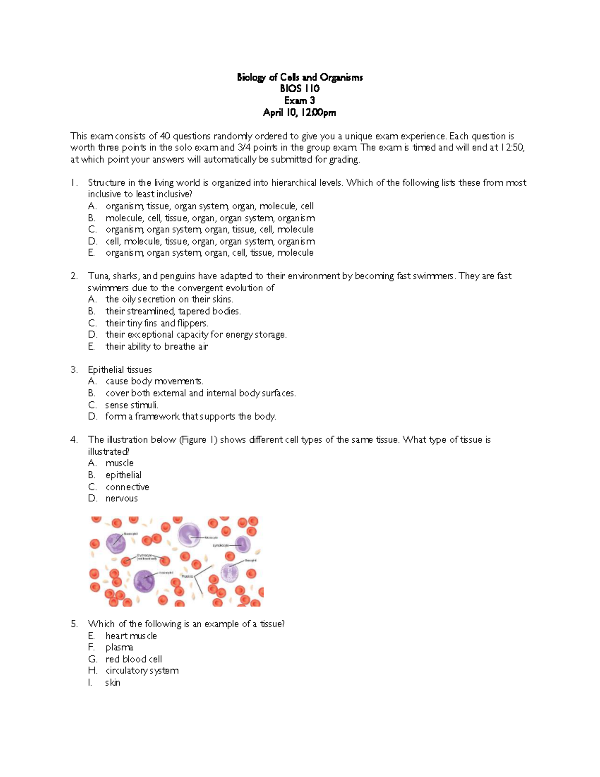 Biology of Cells and Organisms - BIOS 110 Exam 3 Study Guide - Studocu