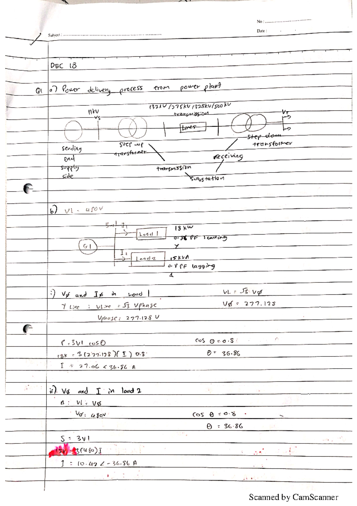 Copy of EPE491 - DEC2018 ans - No : Date : Subject: DEC 18 Q1 a) Power ...