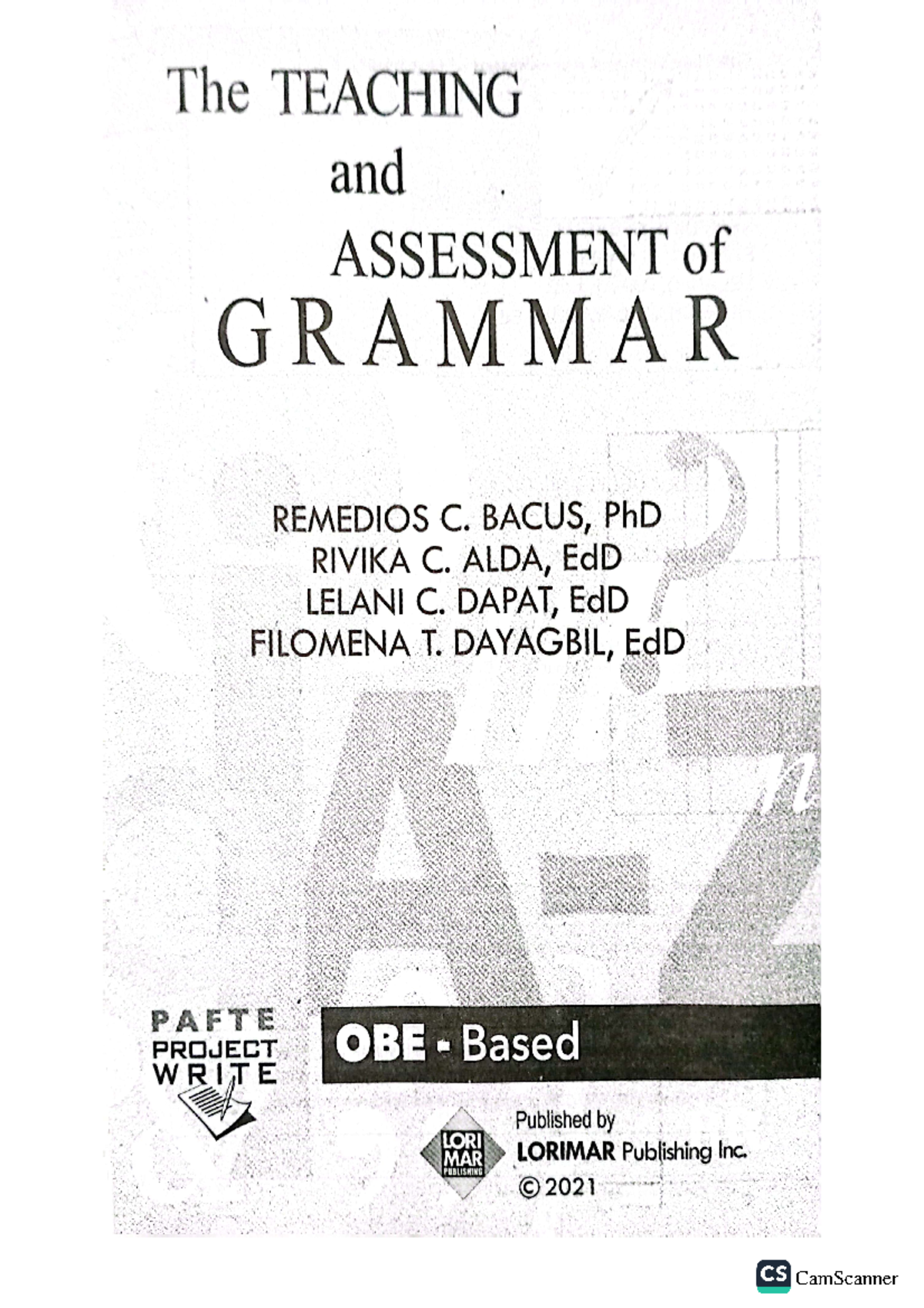 Teaching and Assessment of Grammar: Techniques and Insights CS - Document Preview