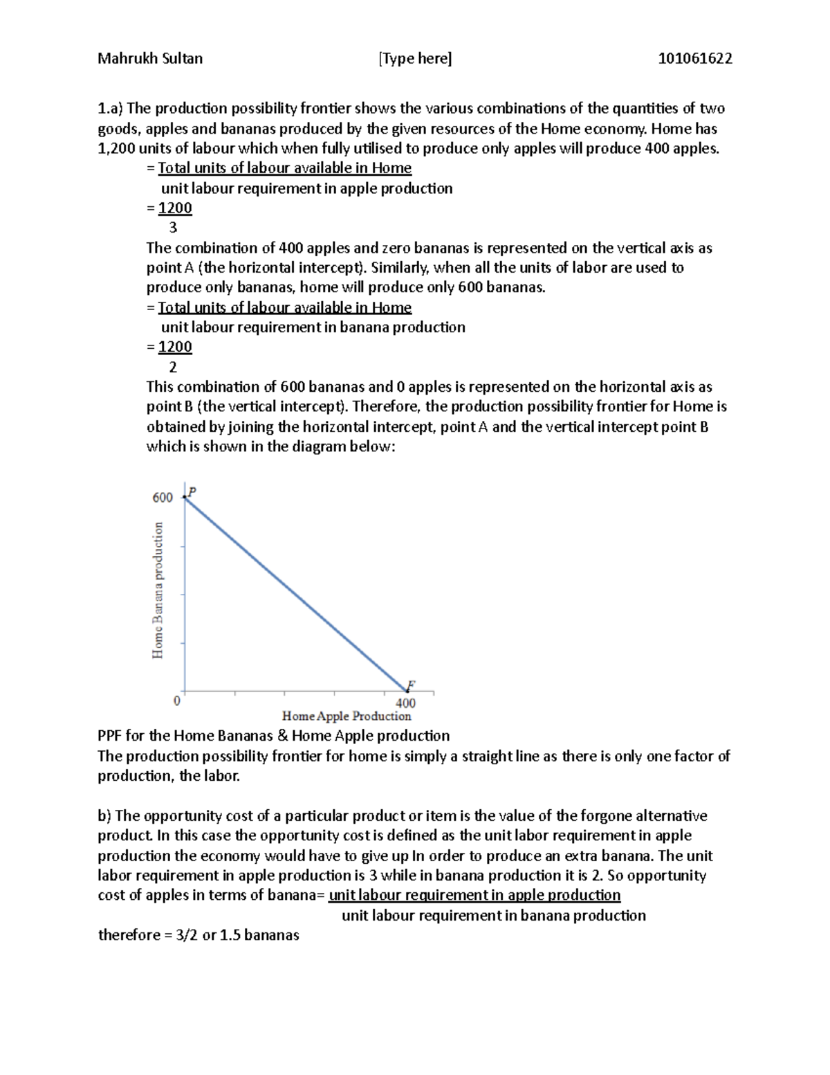 Midterm Exam Answers: Production Possibility Frontier Analysis - Studocu