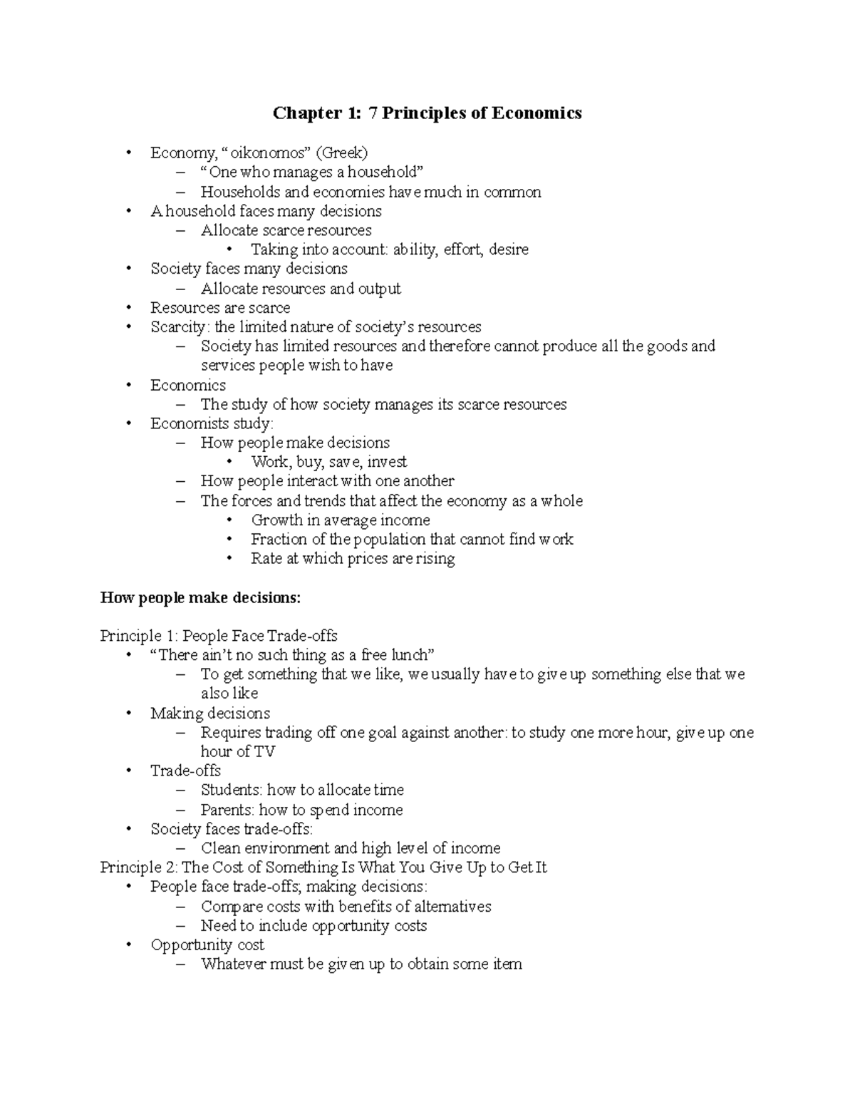 ECON 1200 - Chapter 1 - Key Principles of Economics Explained - Studocu