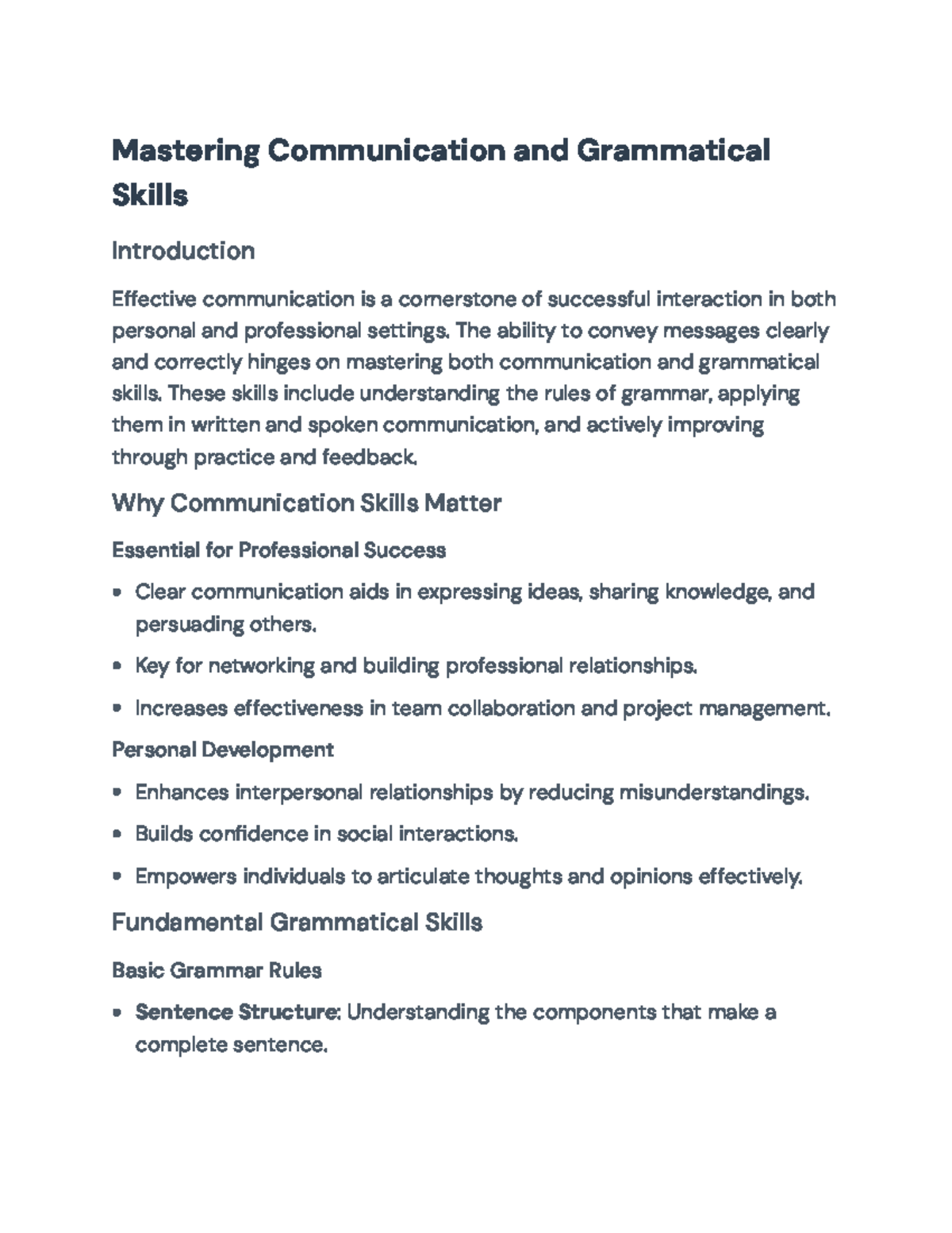 Mastering Communication and Grammatical Skills: A Comprehensive Guide ...
