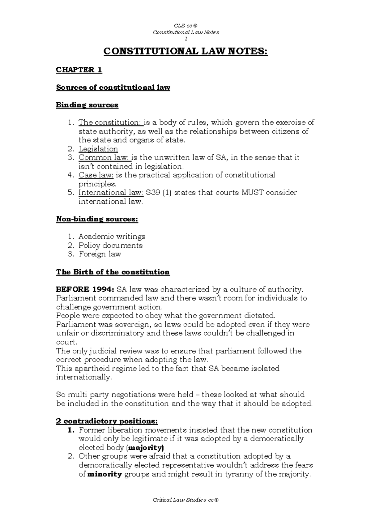 CLS cc Constitutional Law Notes: Chapter 1 Overview and Key Concepts ...