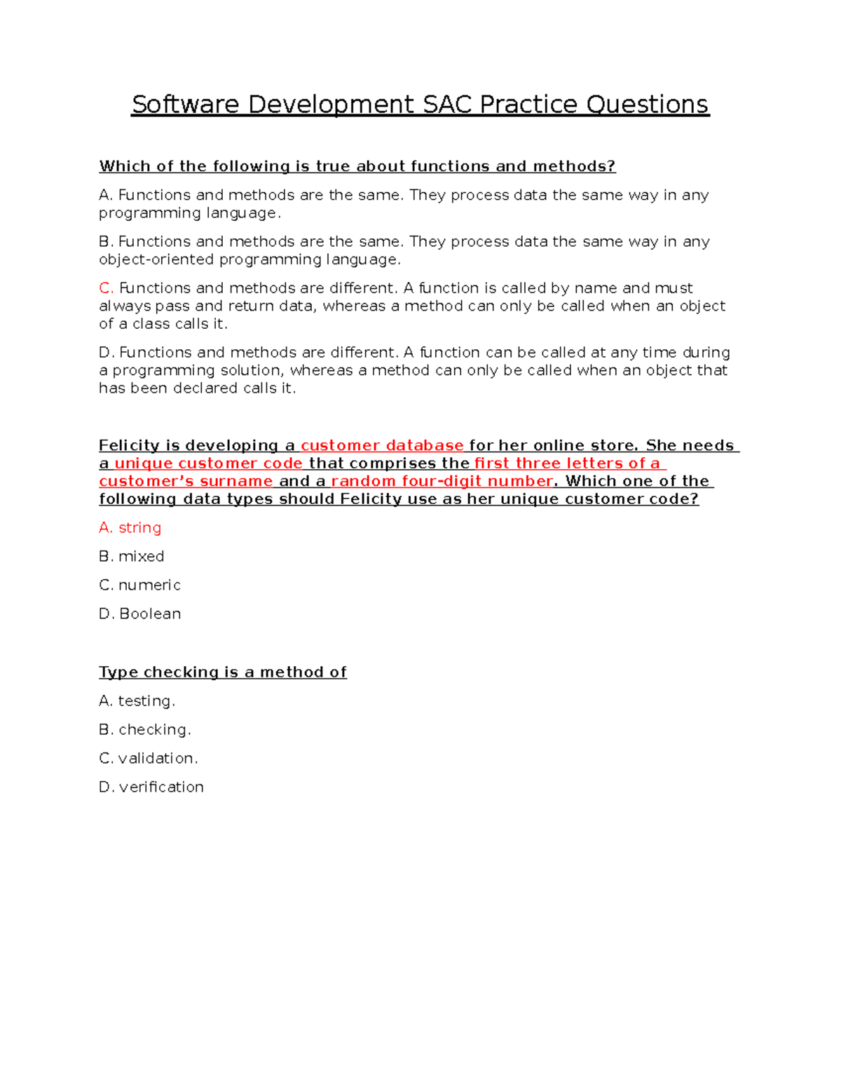 SD SAC1 Software Development Practice Questions Notes - Studocu