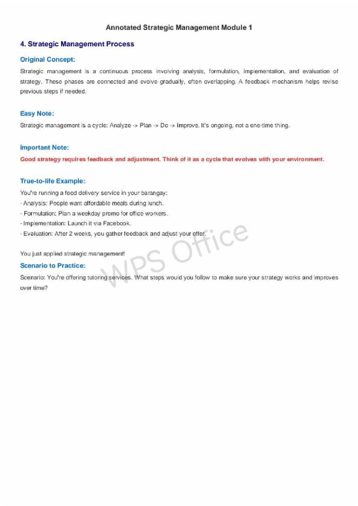 Strategic Management Process Overview - Module 1 (Strategic Mngt4 ...