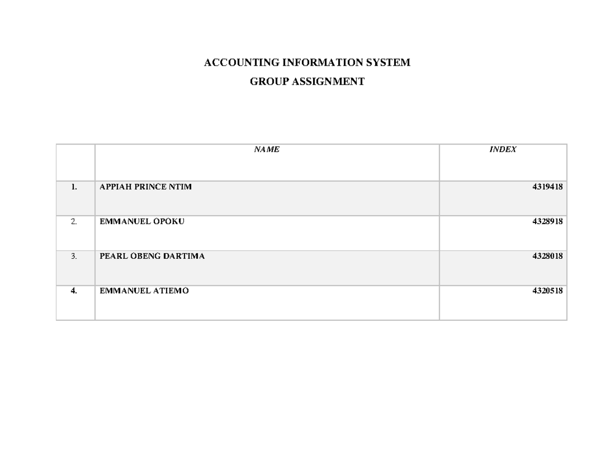 Acc 101 Group Assignment Accounting Info System Flowchart Analysis