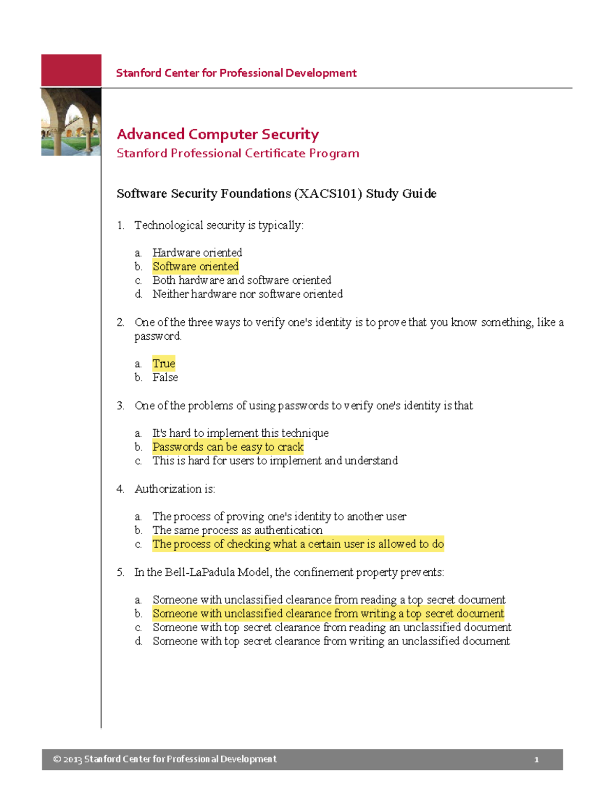 XACS101 Advanced Computer Security Study Guide and Key Concepts - Studocu