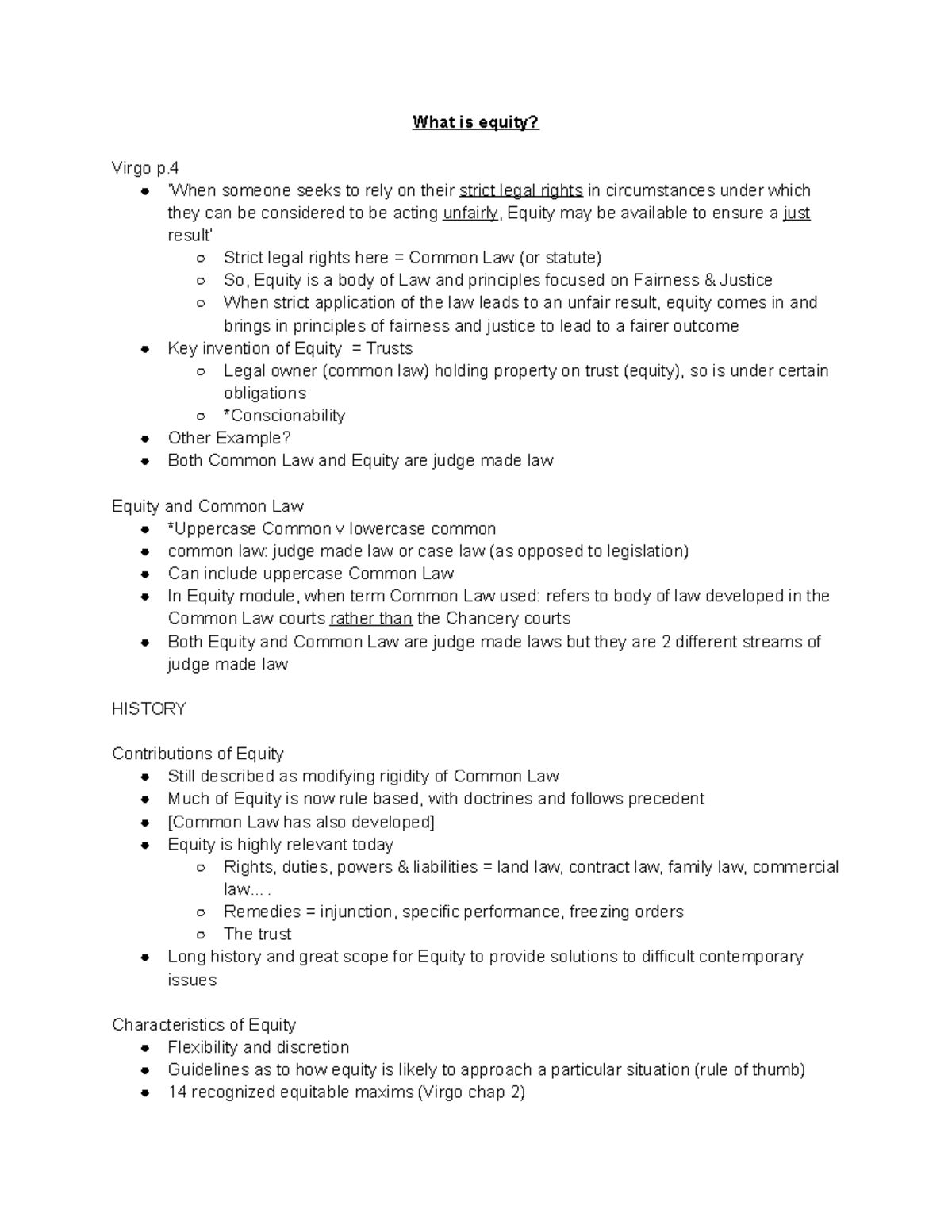 Equity Notes - Understanding Principles and Trusts in Law (AC 669 ...