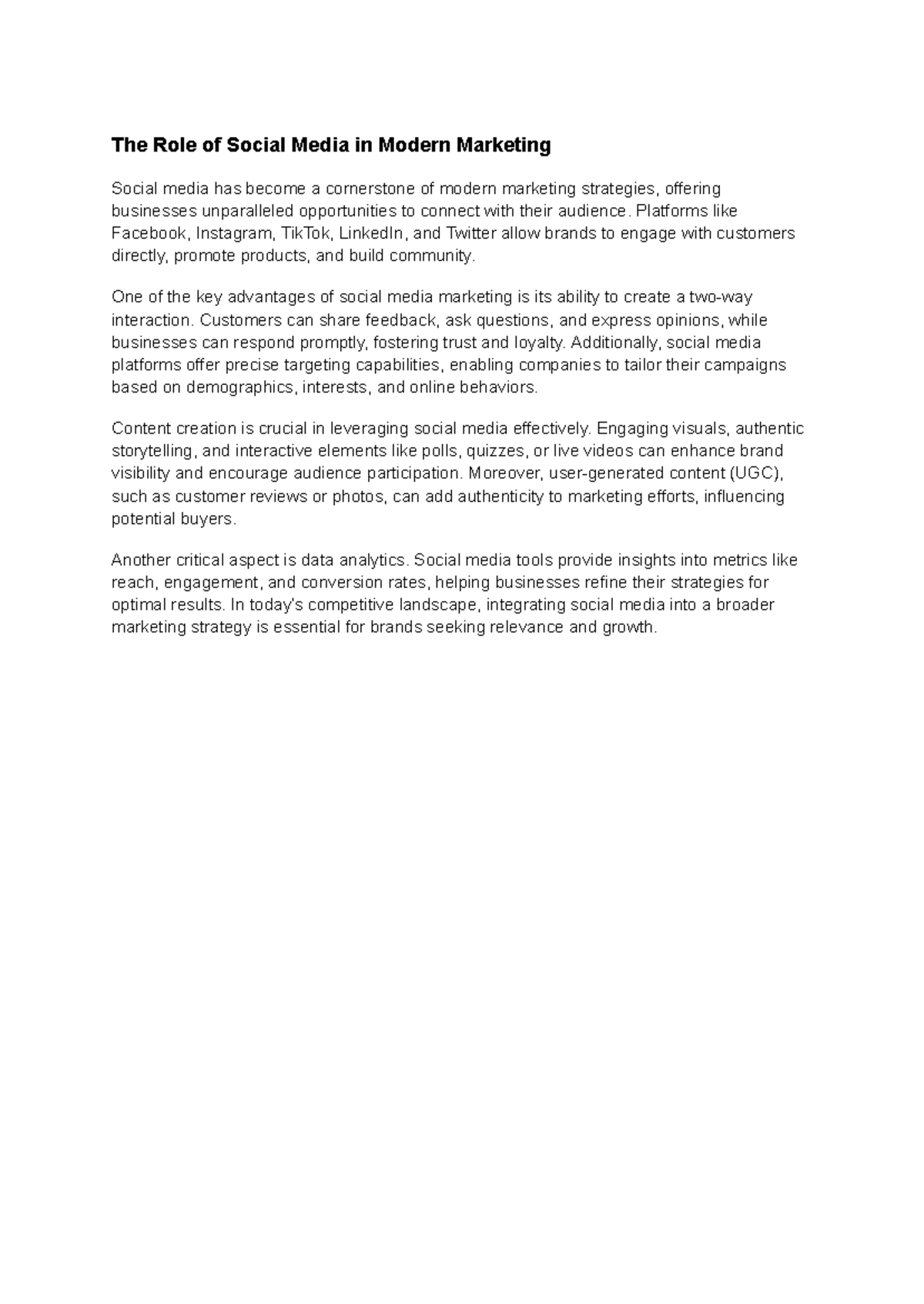 The Role of Social Media in Modern Marketing - Platforms like Facebook ...