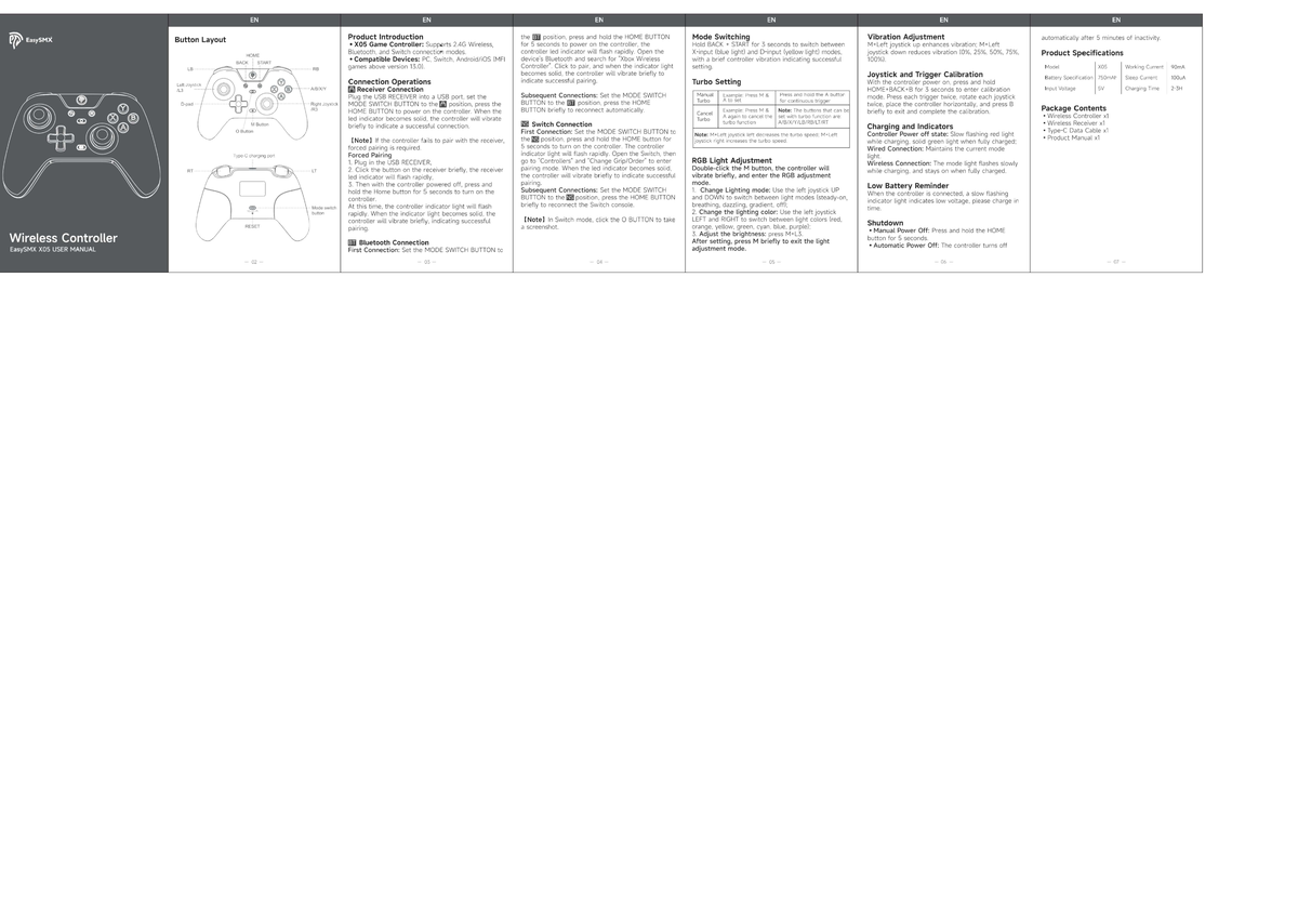 EasySMX X05 Controller User Manual and Features Overview - Studocu