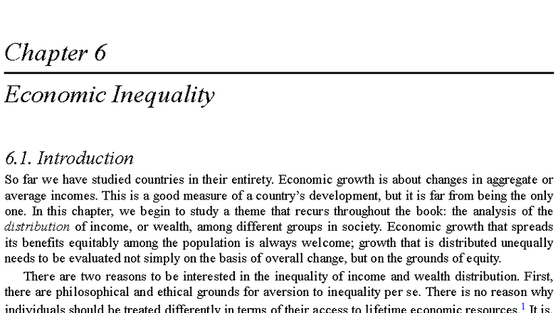 Ch 6 - IDE: Economic Inequality and Its Measurement - Studocu