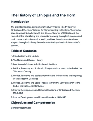 Revised History Module: Ethiopia and the Horn (ASSUC 602612) - Studocu