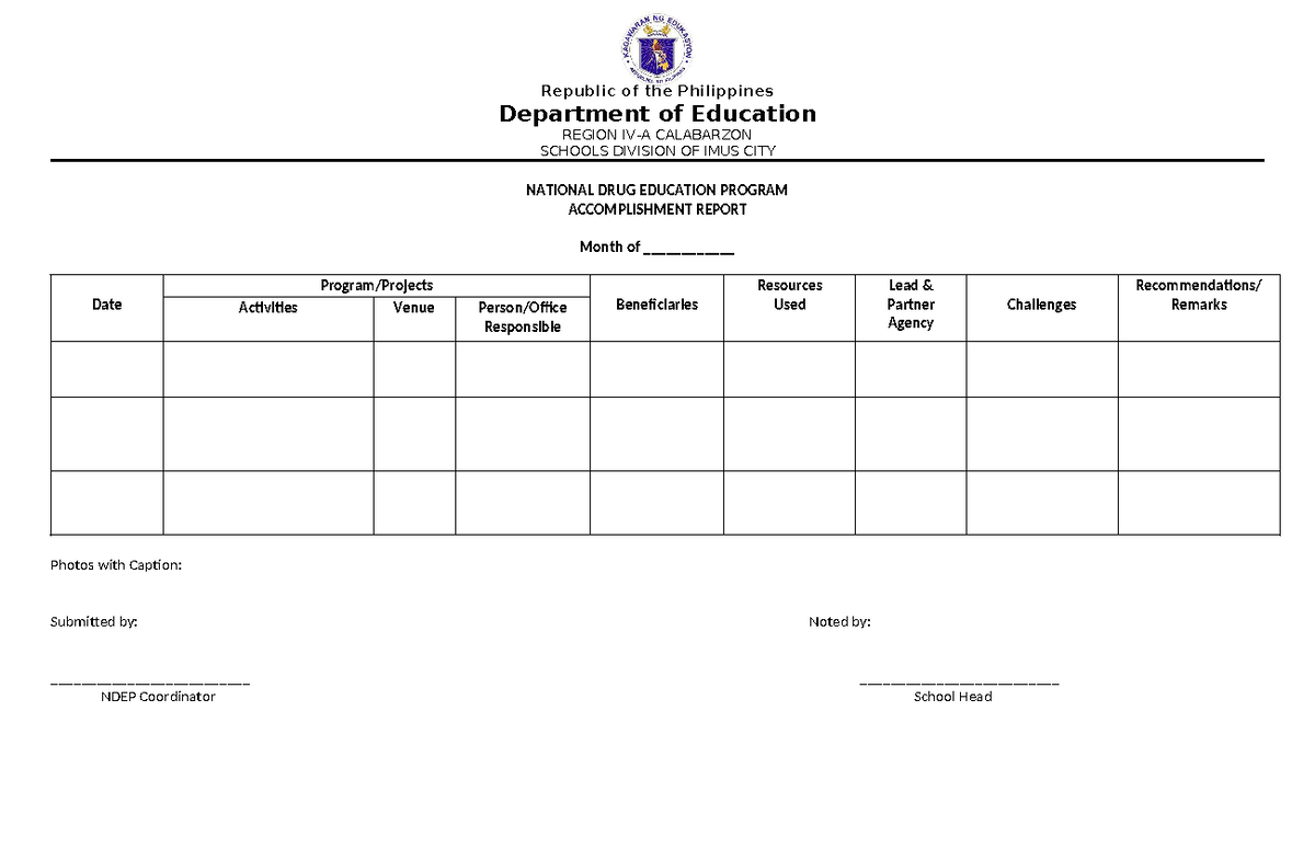 NDEP- Report- Template - Republic of the Philippines Department of ...