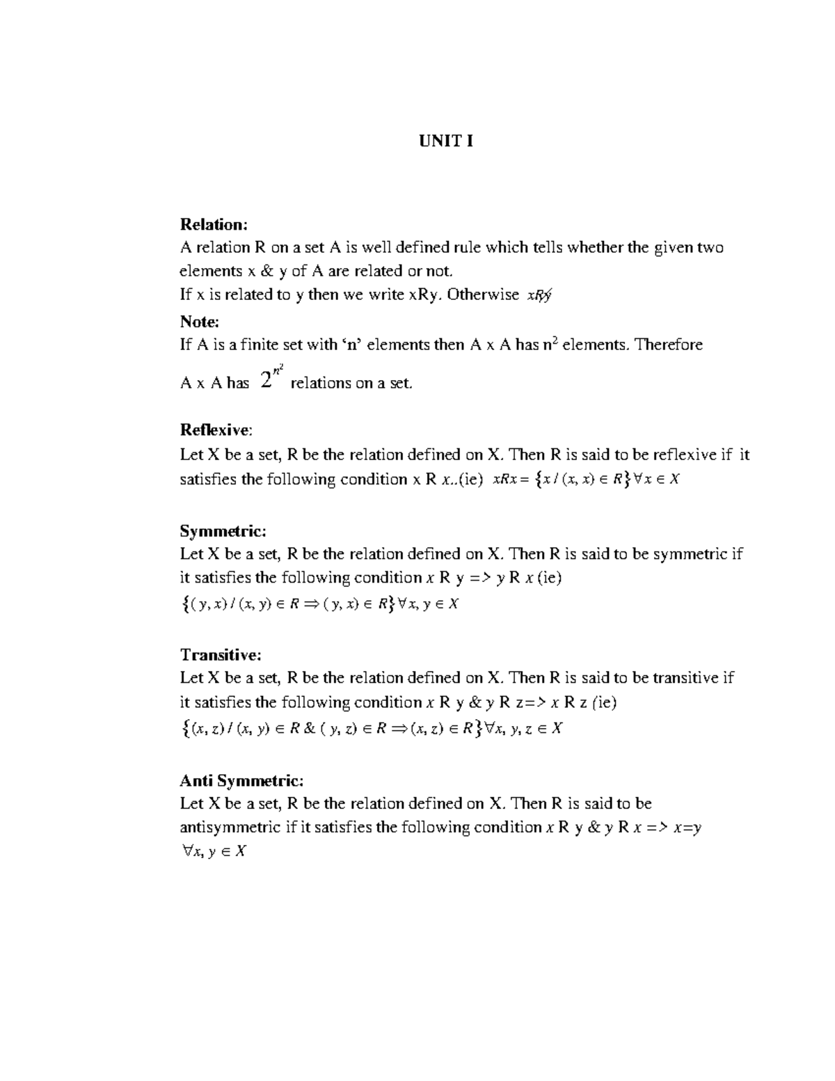 MCA Maths UNIT I - V: Key Concepts and Important Questions - Studocu