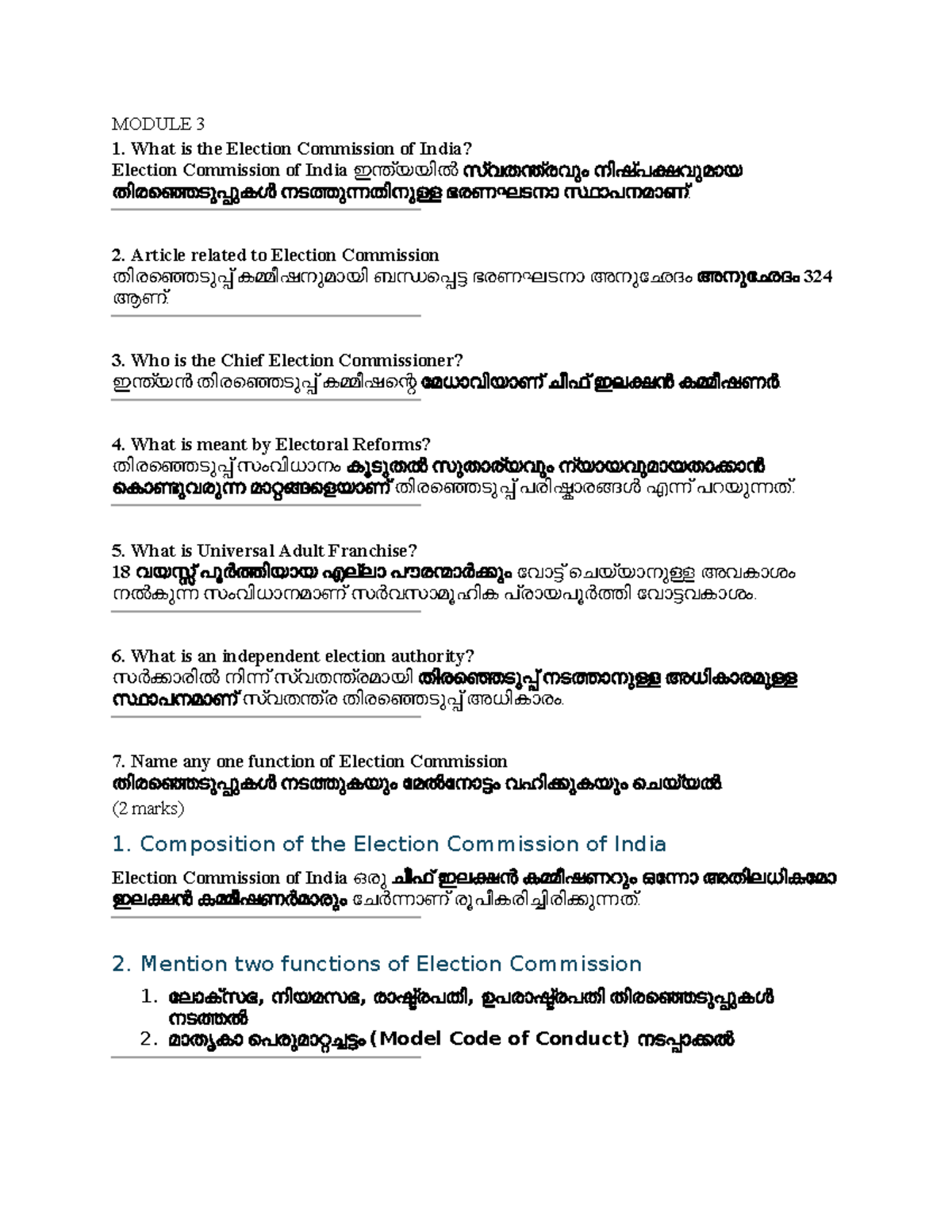 Dynamics of Indian Politics: Module 3 - Election Commission Insights ...