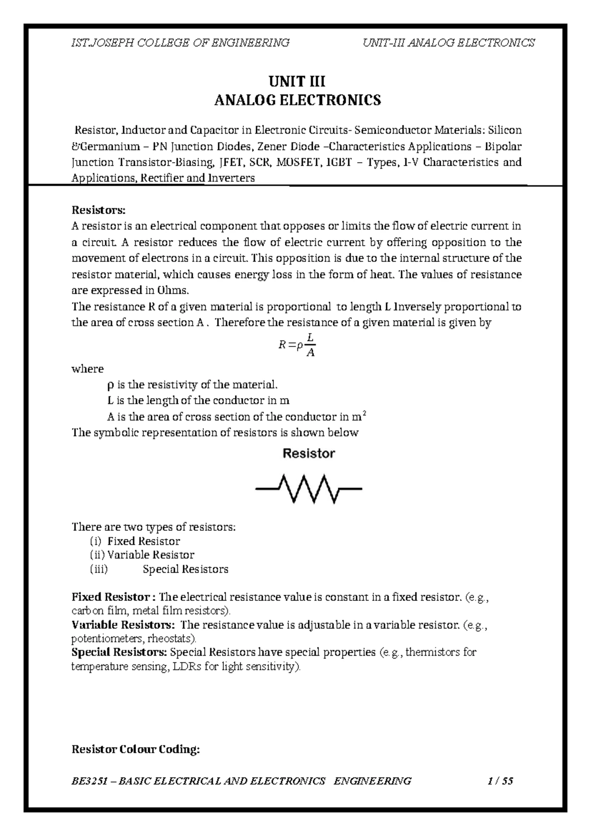 BEEE-3251 Unit V: Measurements & Instrumentation Notes - Studocu