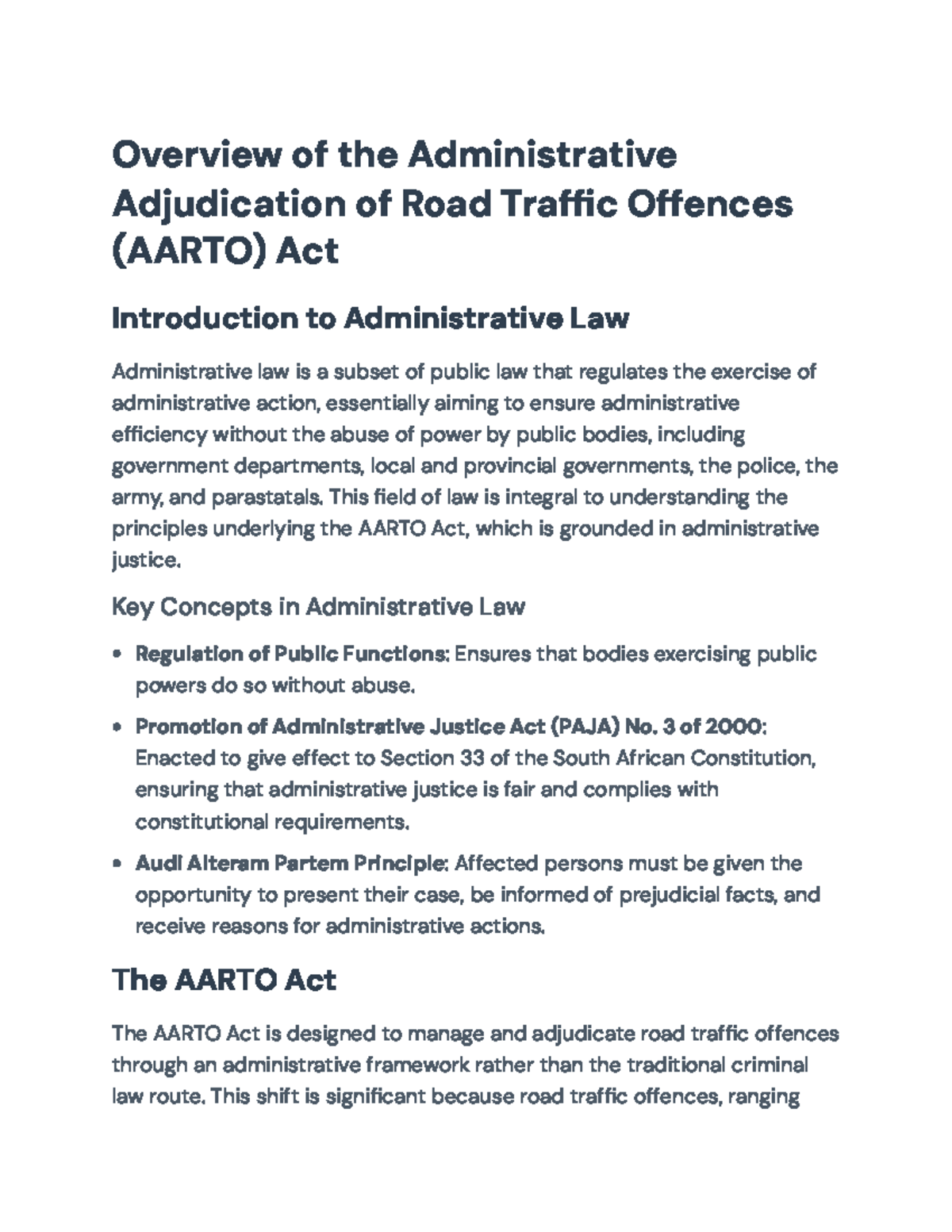 Overview of AARTO Act and Administrative Law Principles - Overview of ...