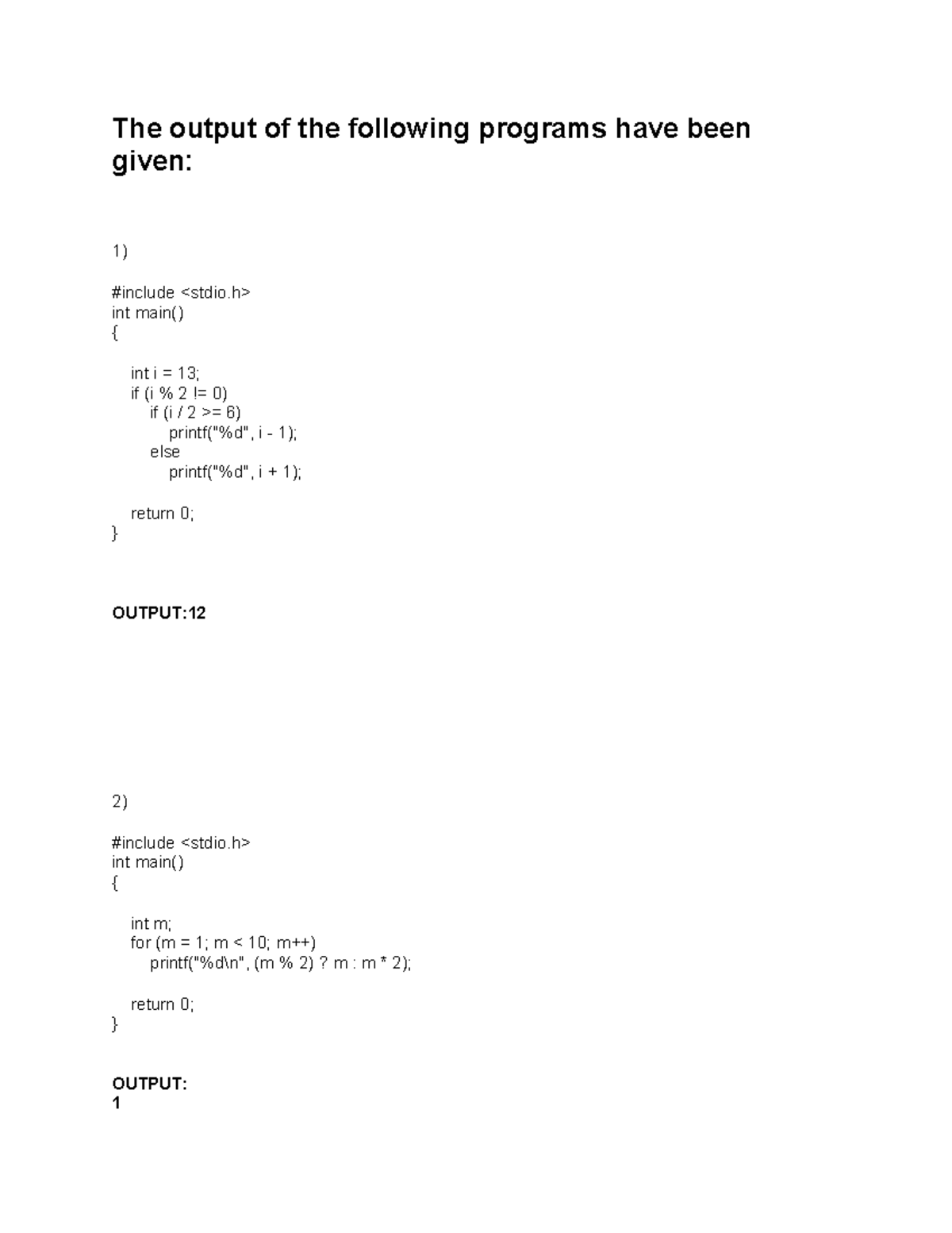 CSE Assignment: Program Outputs and Explanations - Studocu