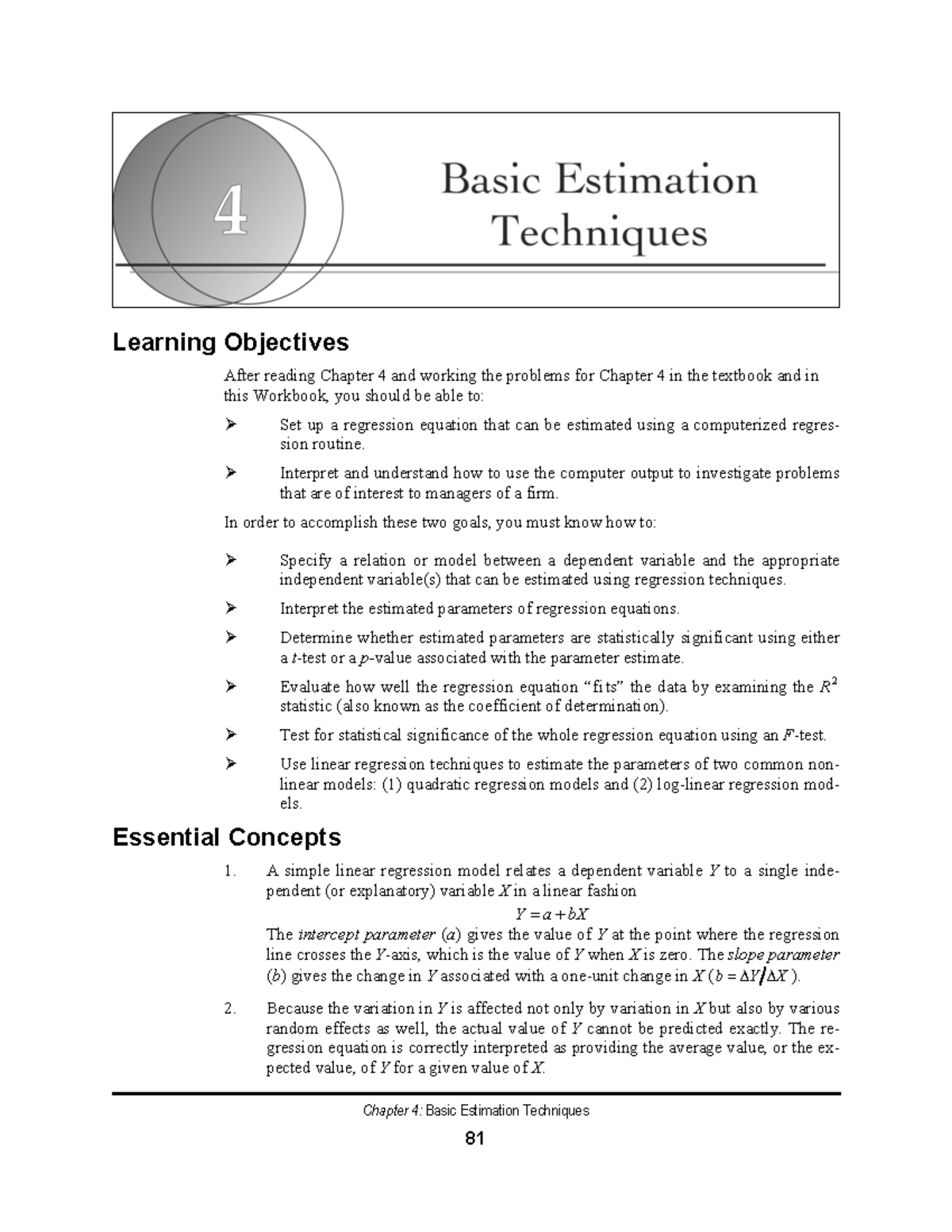 10E-04 Chapter 4: Basic Estimation Techniques Workbook for Students ...