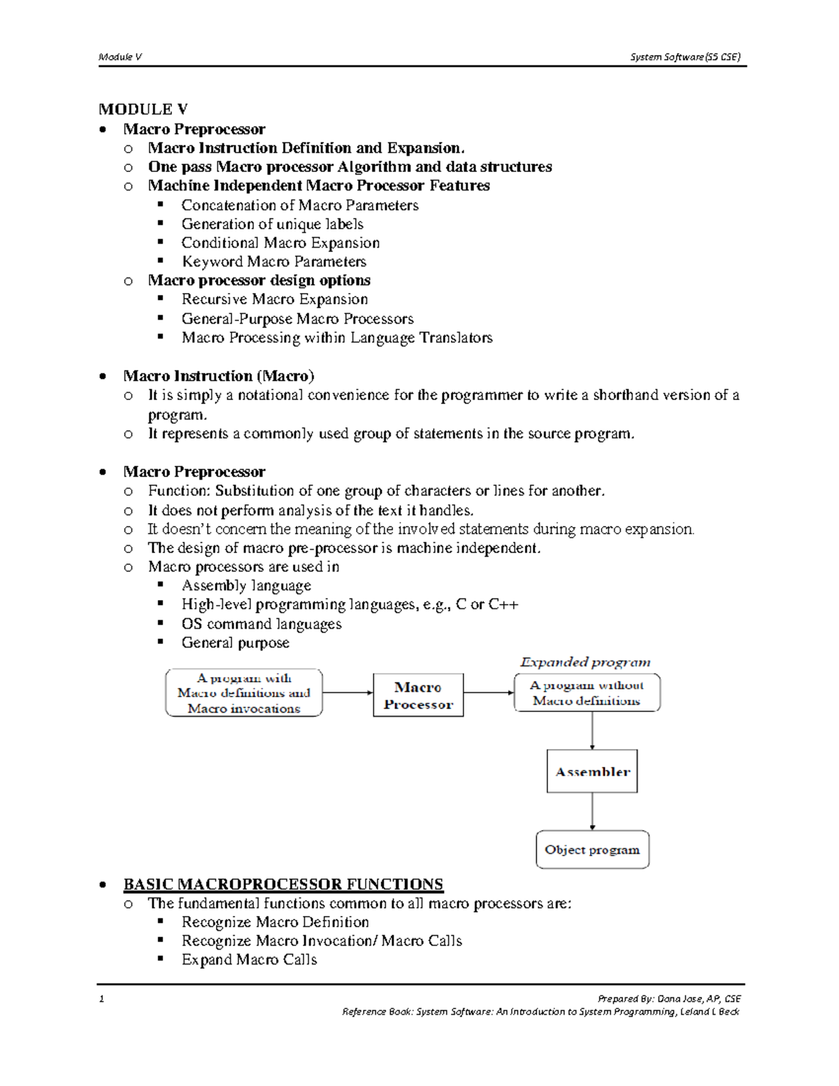 Module V System Software (S5 CSE): Macro Preprocessor and Its Features ...