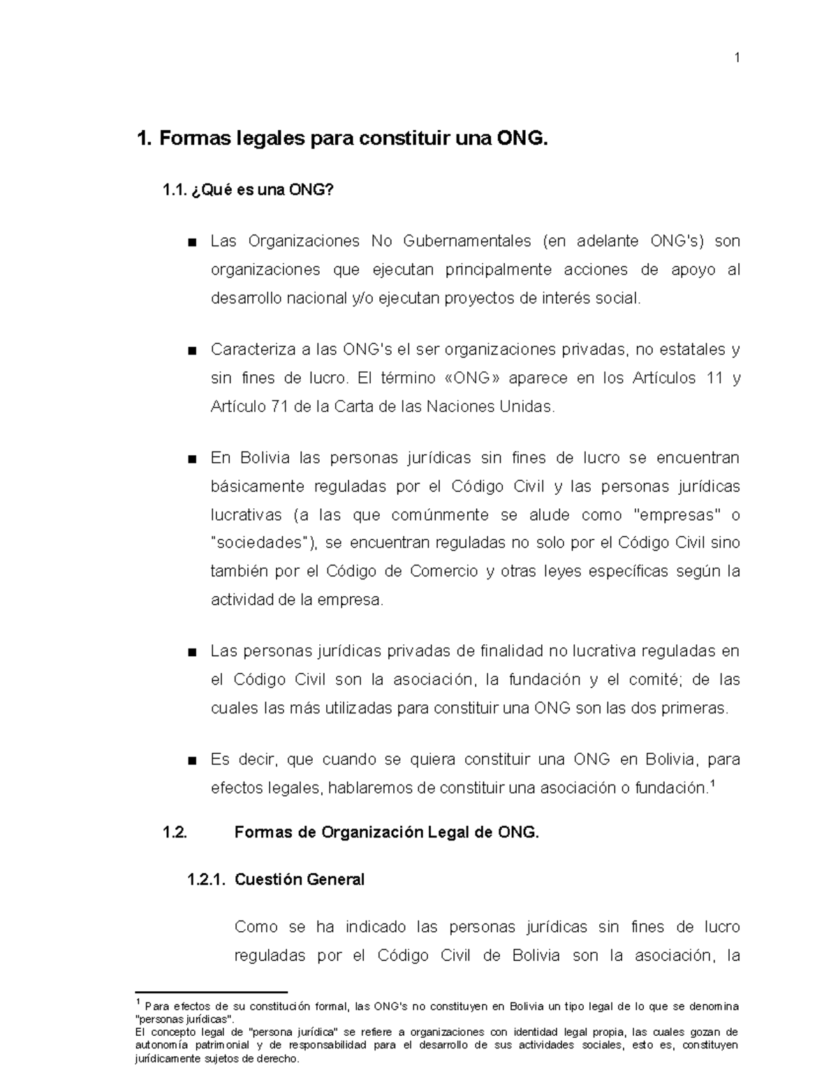 Guía Práctica para la Constitución de ONG en Bolivia - Document Preview