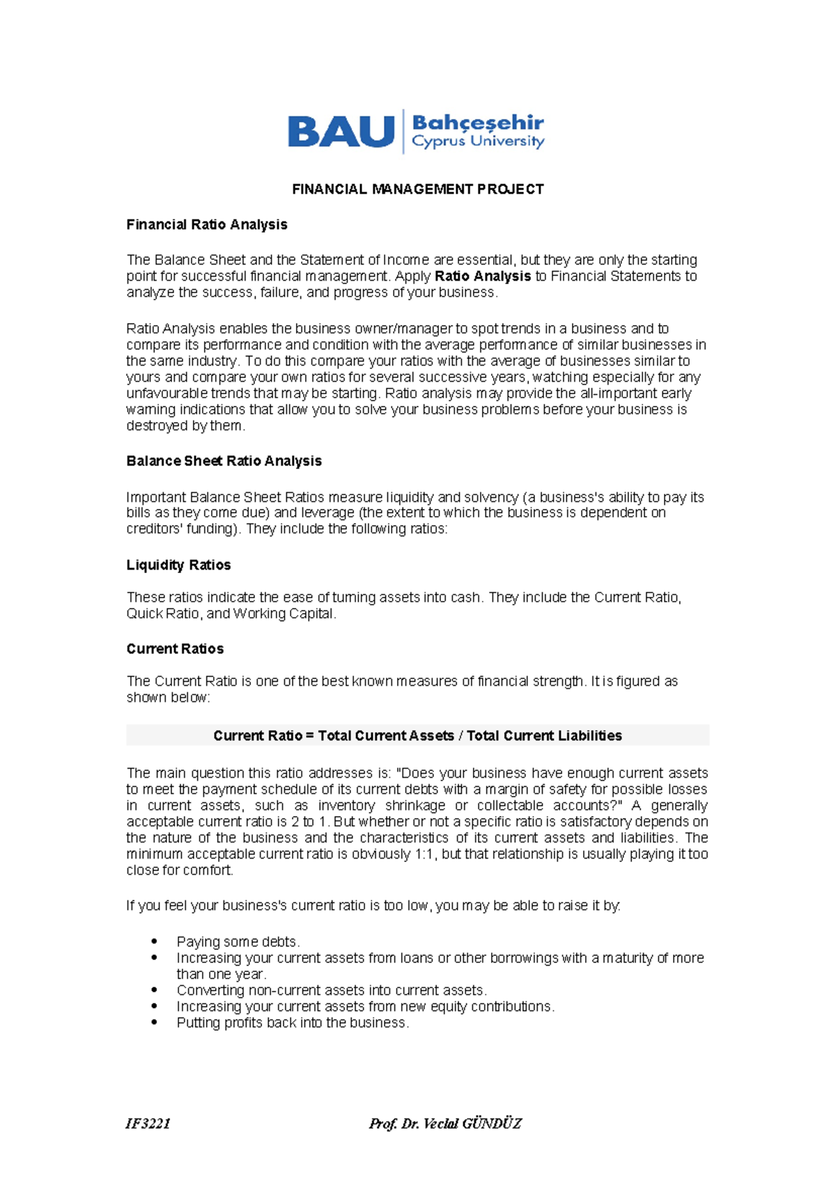 Project - Great for new accounting students - FINANCIAL MANAGEMENT ...