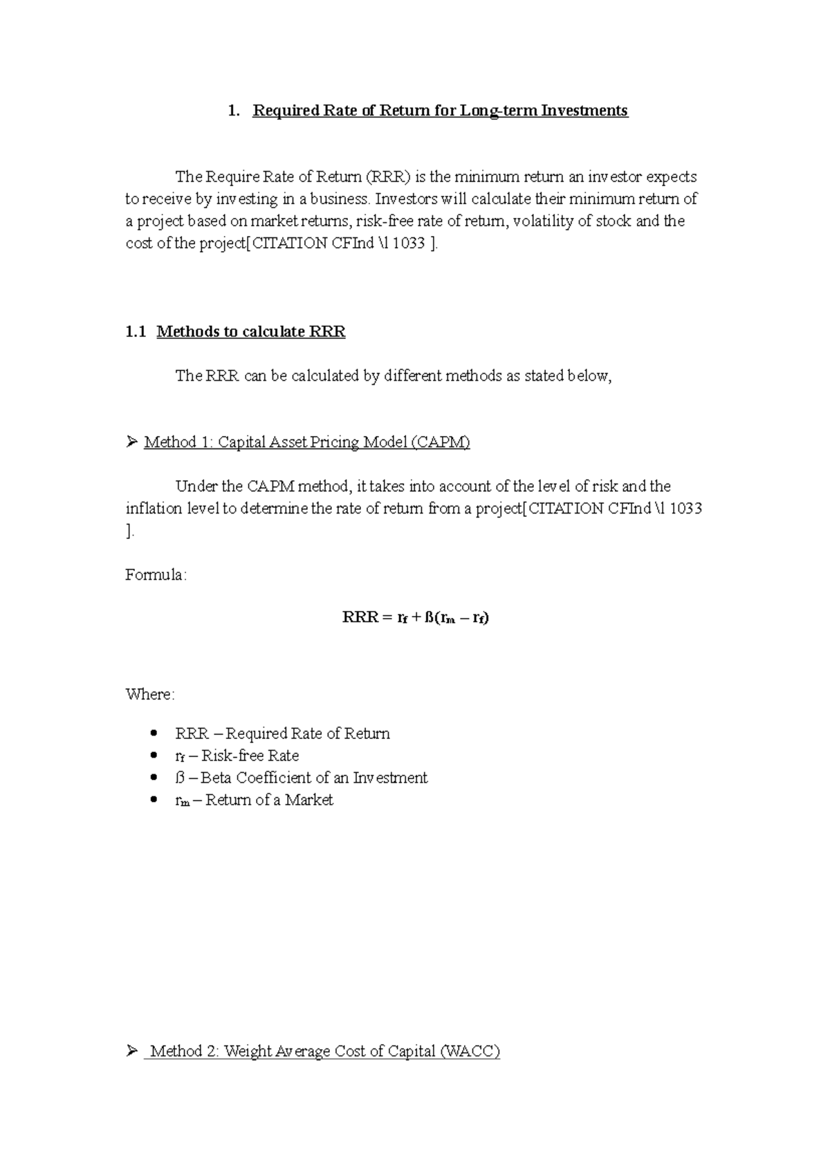 Finance Ratio Analysis - RRR and WACC Methods (Part 3) - Studocu