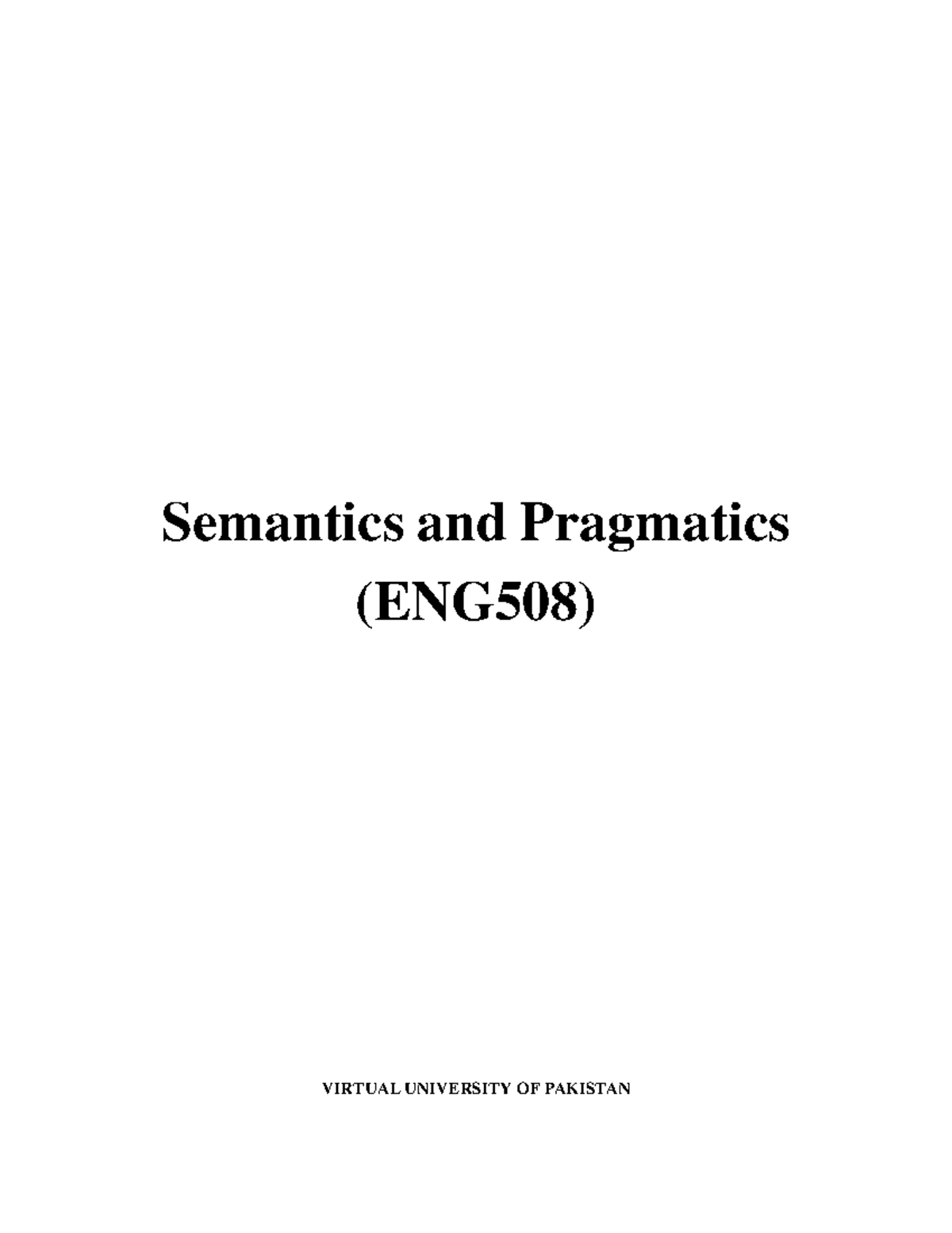 ENG508 Semantics and Pragmatics Lesson Handouts Overview - Studocu