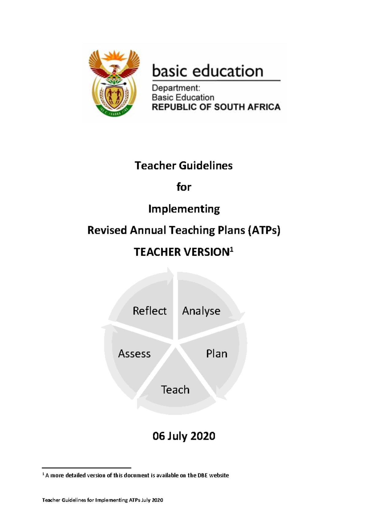 Teacher Guidelines for Implementing Revised ATPs (Annexure A) - Studocu