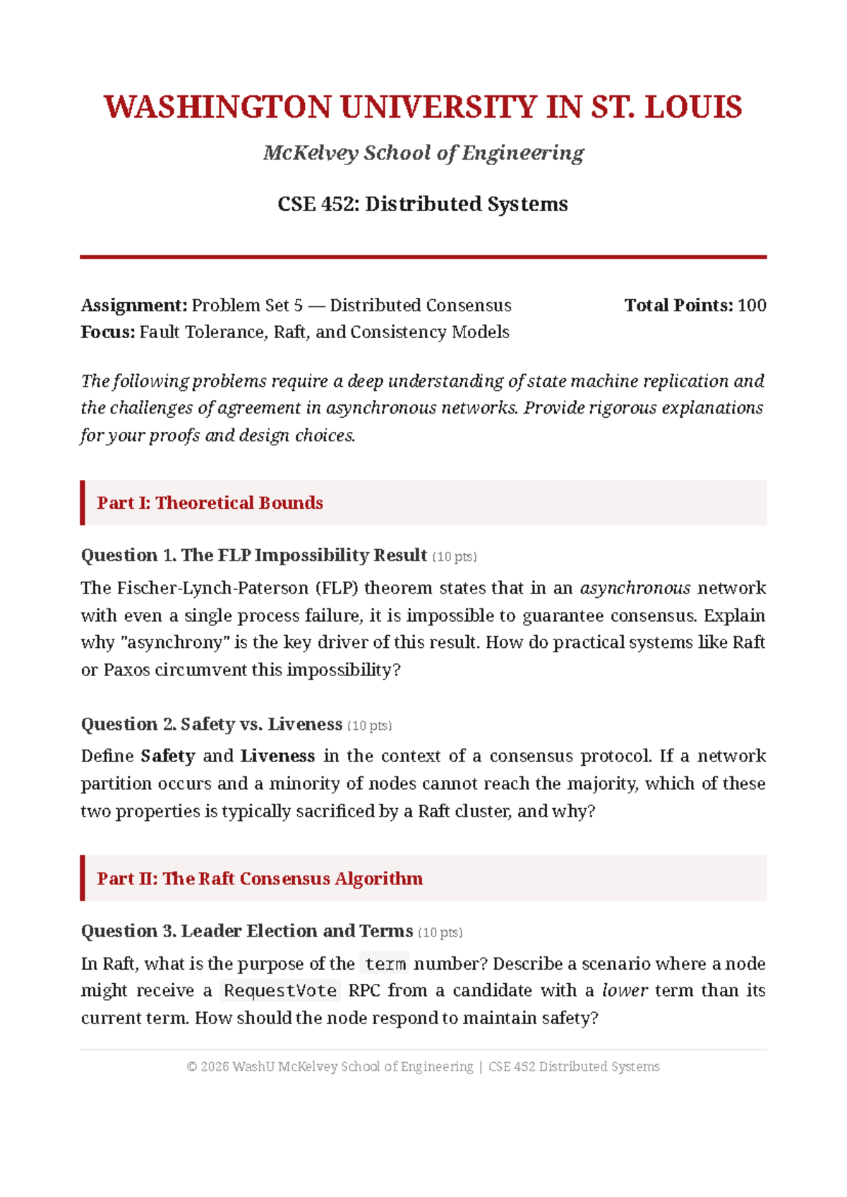 CSE 452: Distributed Systems Assignment 5 - Problem Set on Consensus ...