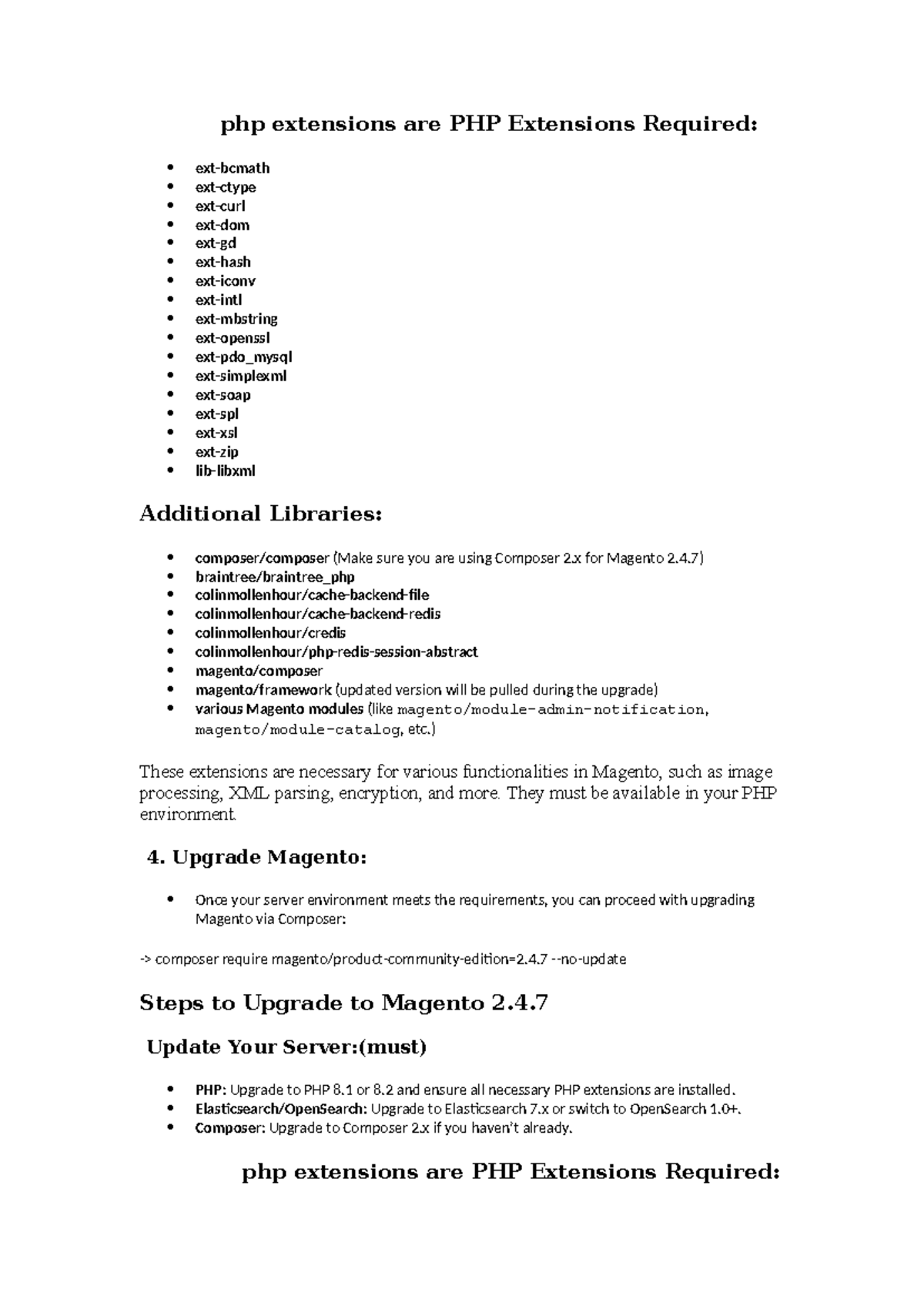 PHP Extensions & Libraries for Upgrading to Magento 2.4.7 - Studocu