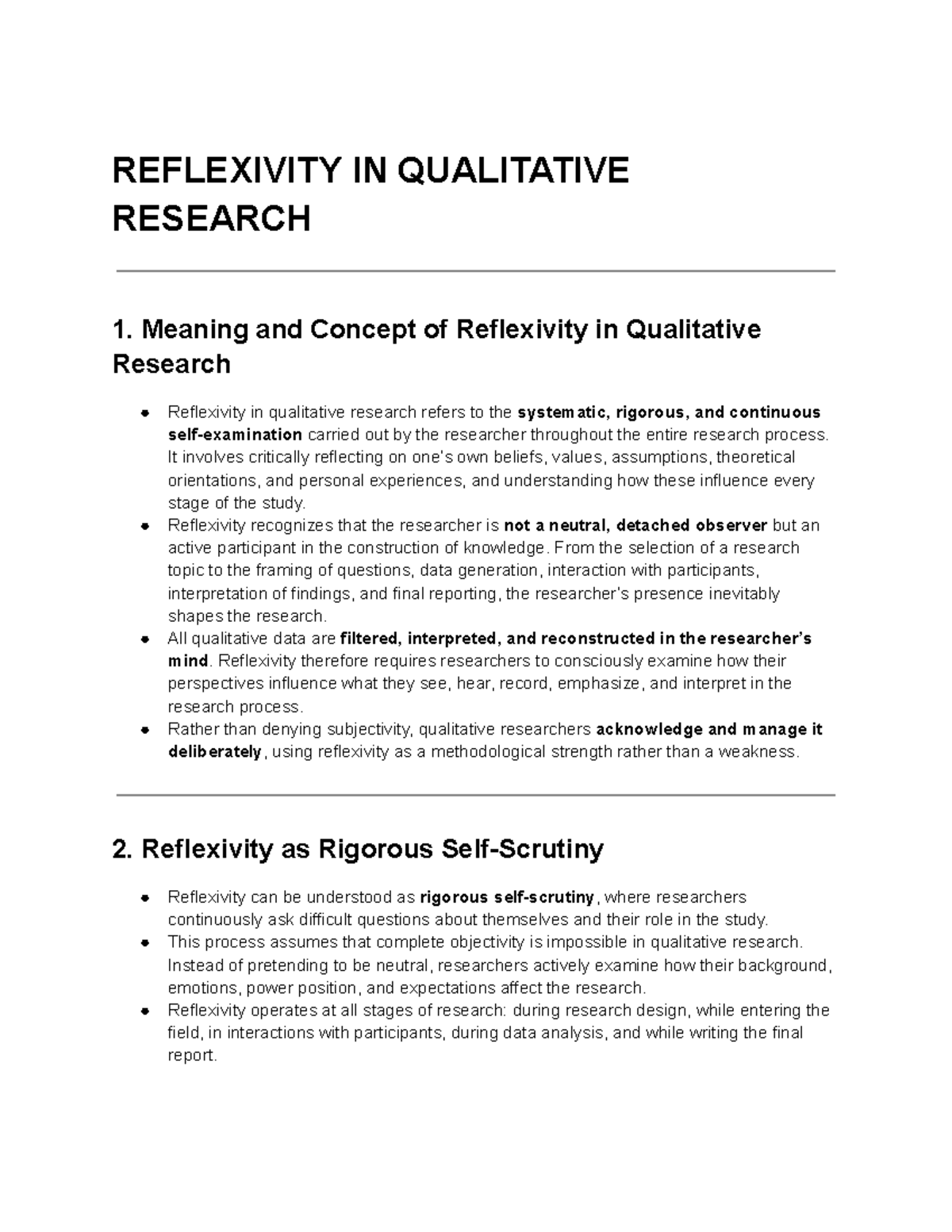 REFLEXIVITY IN QUALITATIVE RESEARCH: MEANING & STRATEGIES - Studocu