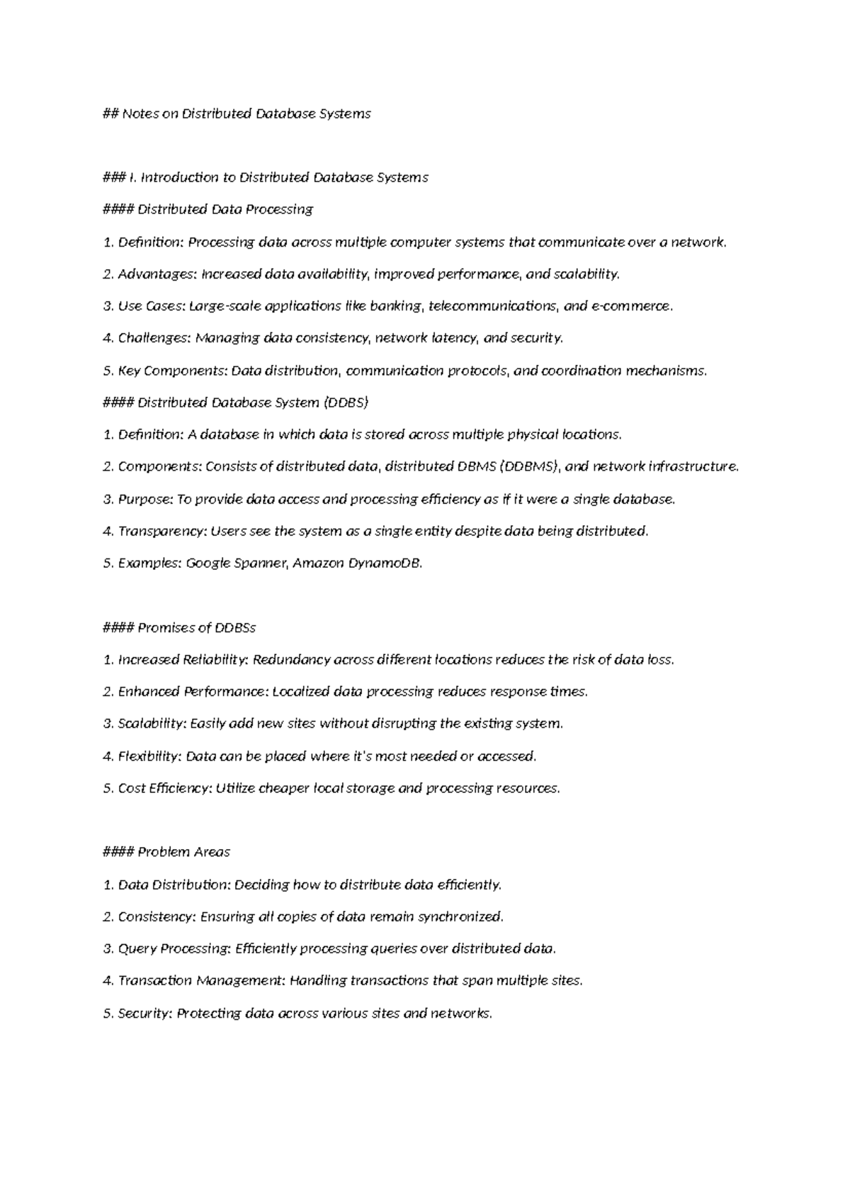 Distributed Database Systems: Comprehensive Study Notes and Insights ...