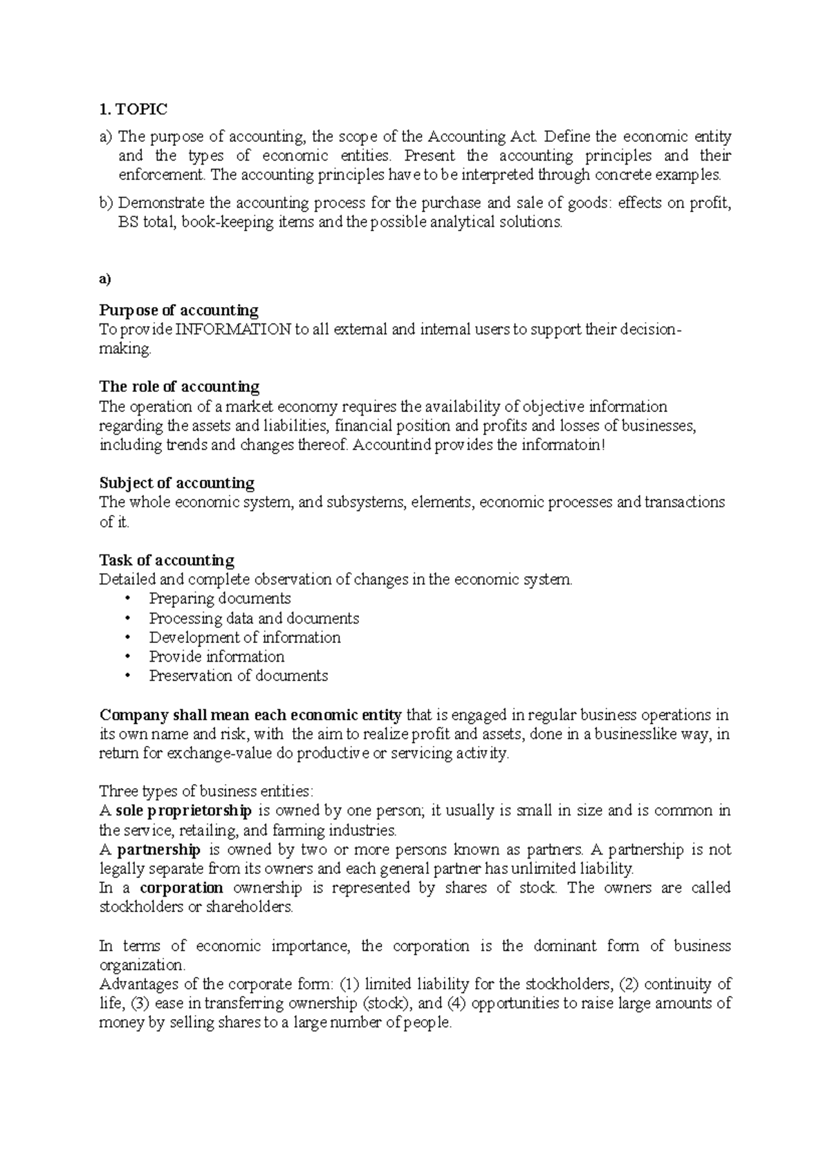 Accounting Principles and Practices: Topic 1 Overview - Studocu