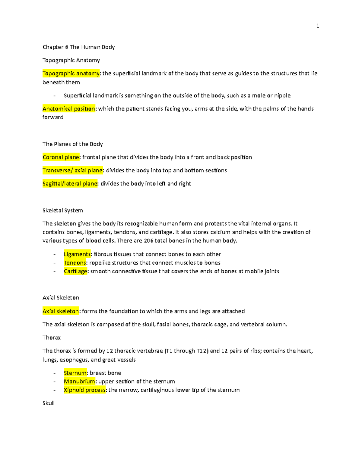 Chapter 6: The Human Body - Anatomy & Physiology Overview - Studocu