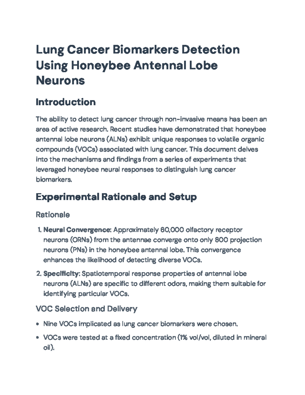 Lung Cancer Biomarker Detection Using Honeybee Neurons Research - Studocu