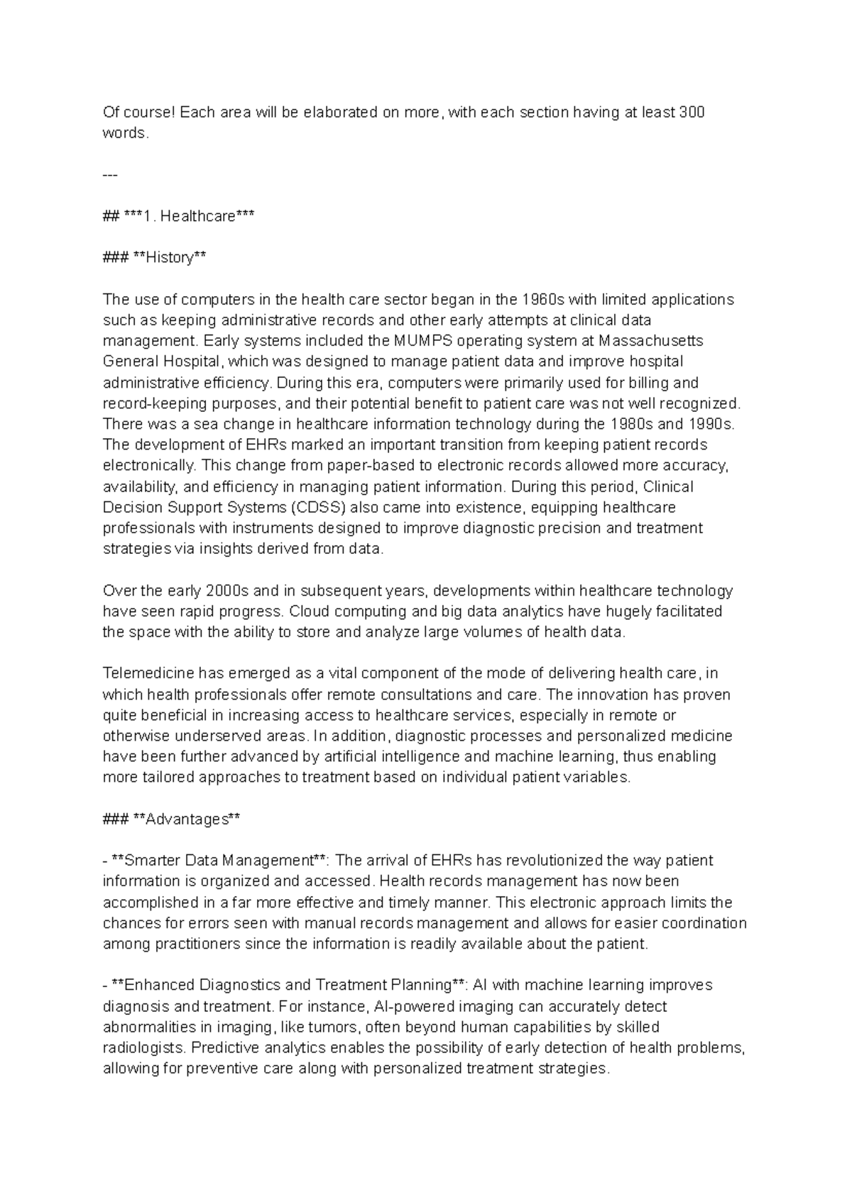 Computing Assignment - Of course! Each area will be elaborated on more ...