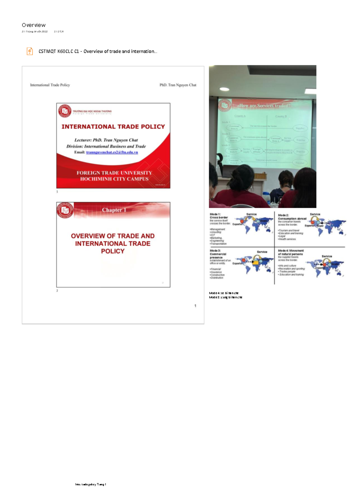 CSTMQT K60CLC C1 - Overview of Trade and International Frameworks - Studocu