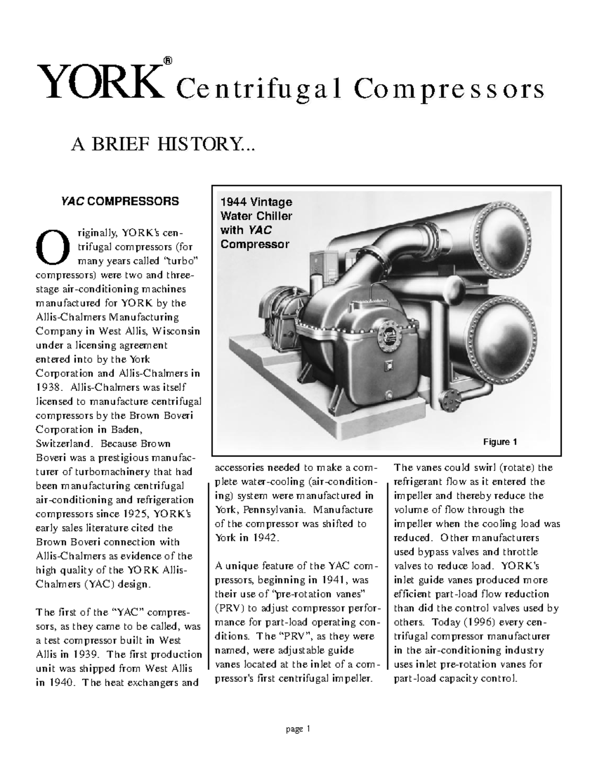 YORK Centrifugal Compressors: A Historical Overview (EG-EN-YK-2) - Studocu