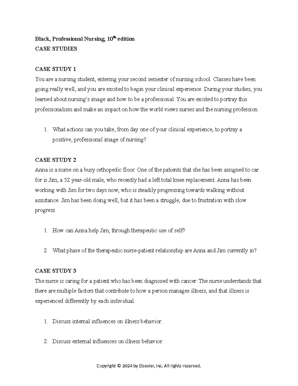 NUR 201 - Case Study Analysis: Understanding Professional Nursing - Studocu