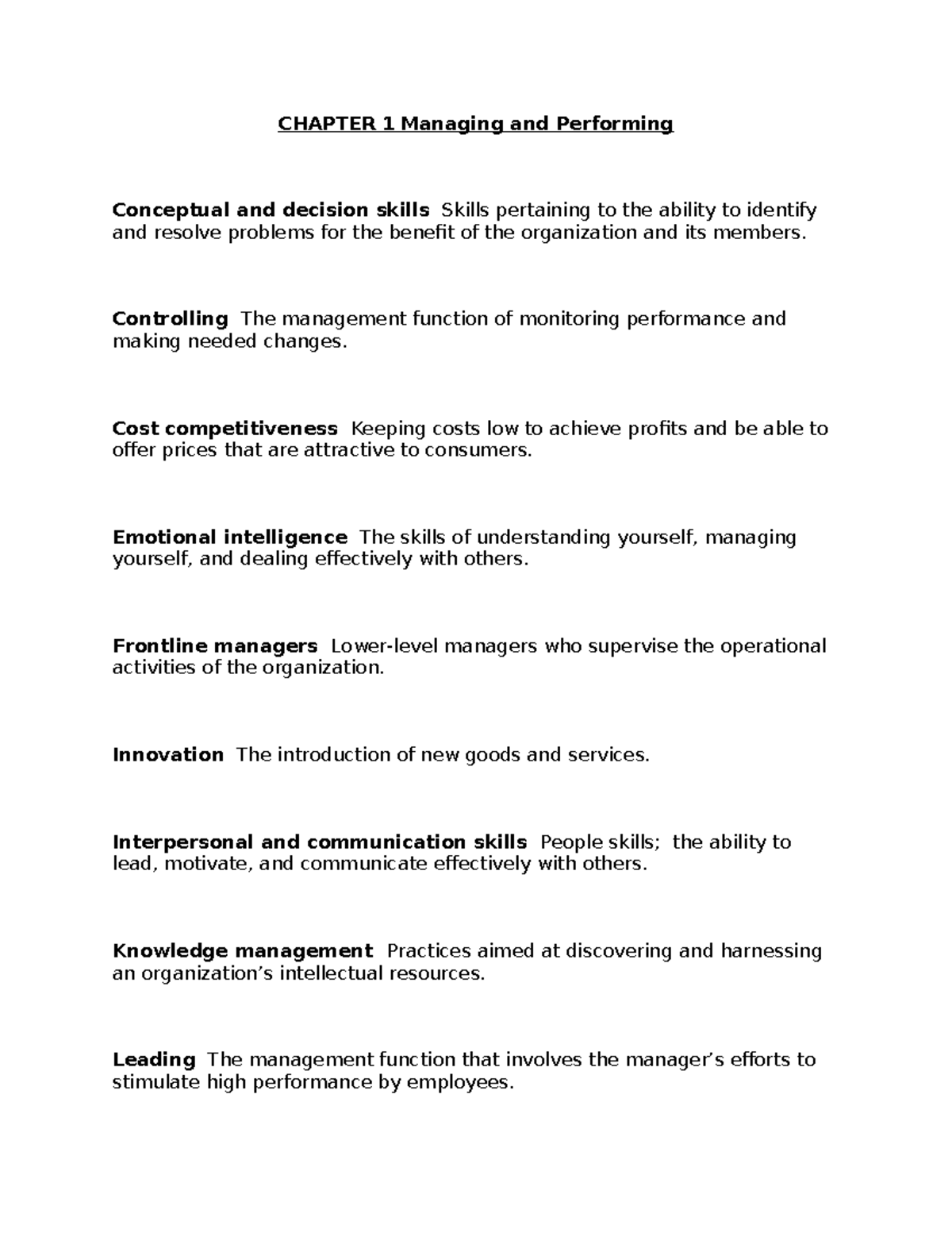 C483 Vocabulary: Key Concepts in Management and Decision-Making - Studocu