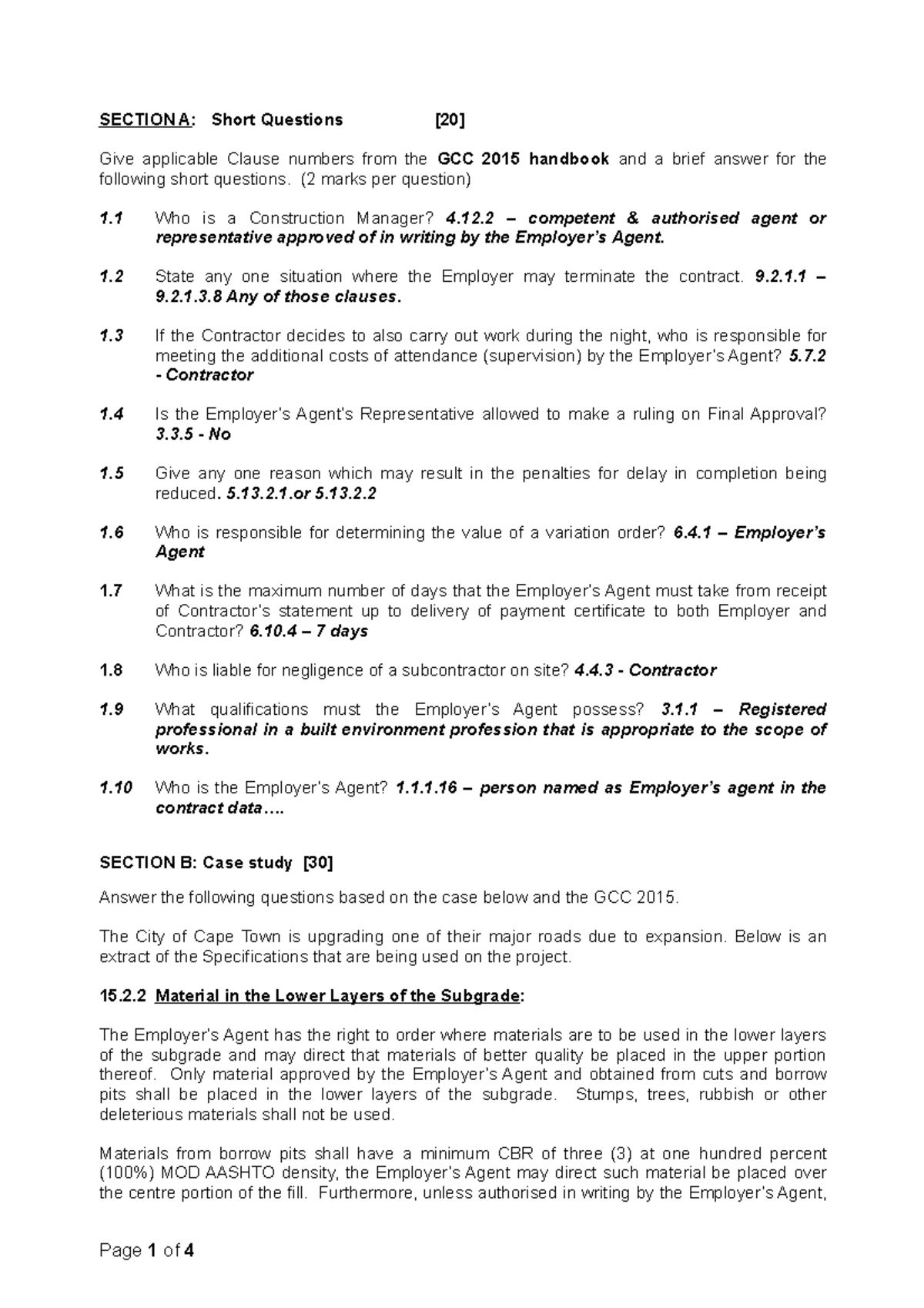 GCC 2015: Sample Practice Exam 2020 - Q&A with Case Study Analysis ...