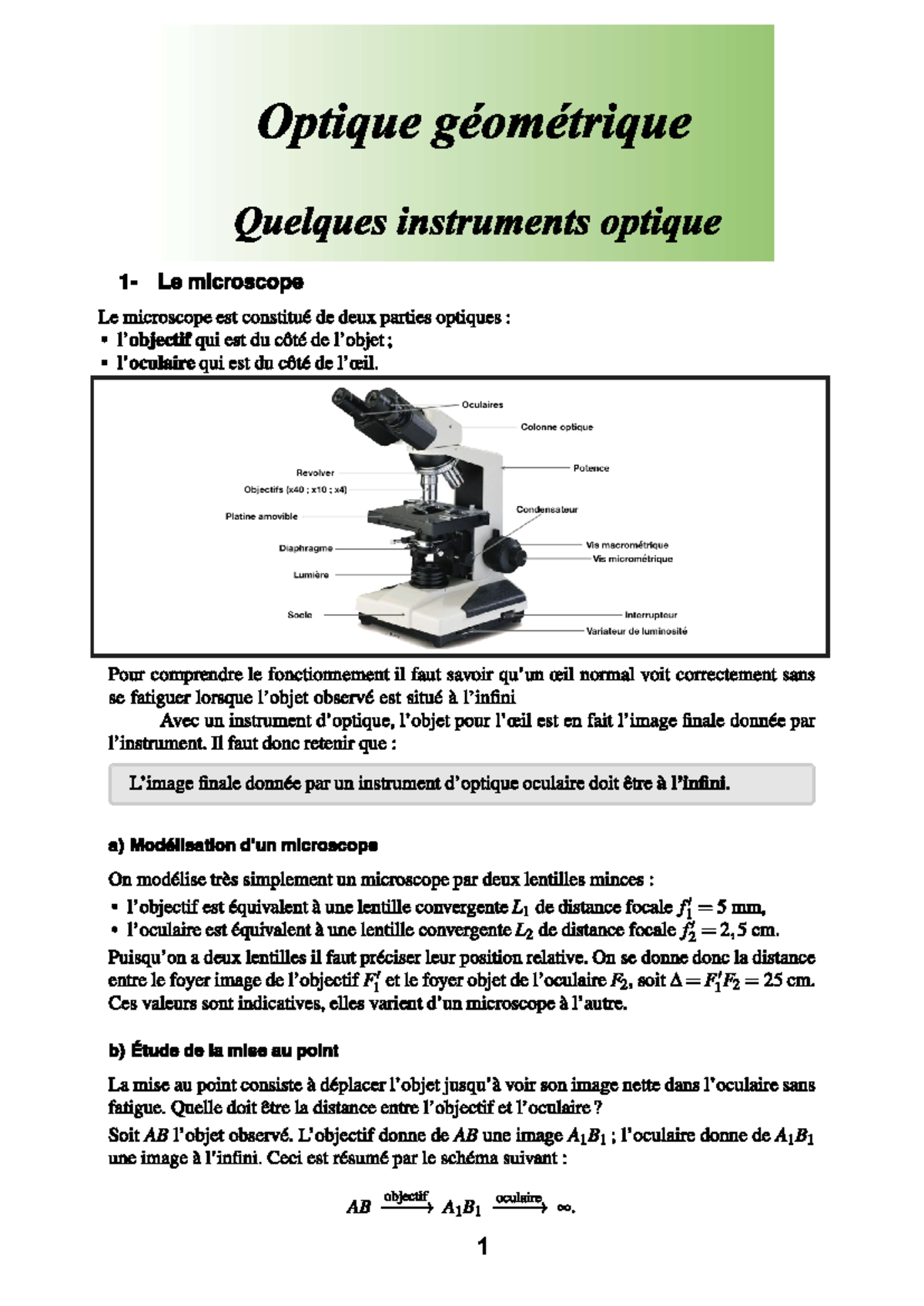 Chapitre 3 Instruments optiques - Optique géométrique Quelques ...