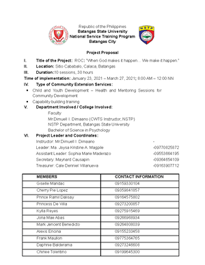 Project- Proposal-CWTS - NATIONAL SERVICE TRAINING PROGRAM CIVIC ...