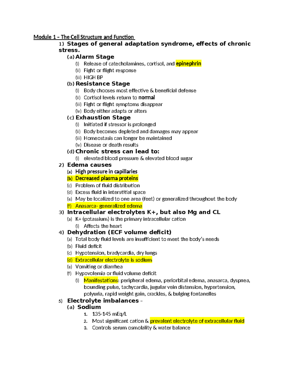 Patho 101 - Final Exam Study Guide on Cellular Responses & Dysfunction ...