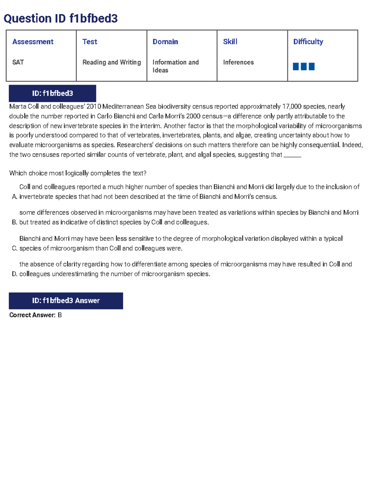 SAT Reading and Writing Assessment Test Questions and Answers - Studocu